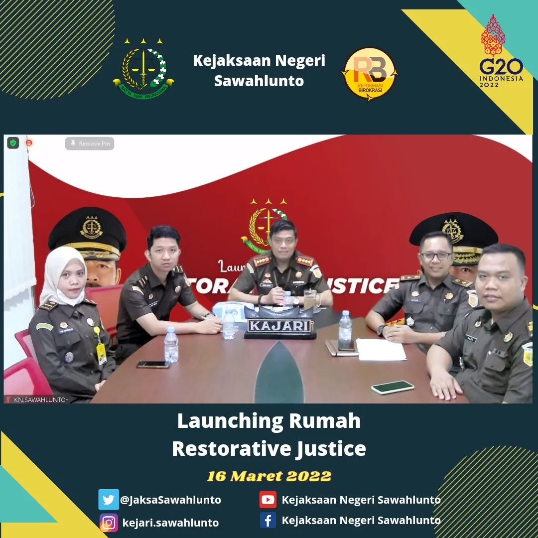 Rabu, 16 Maret 2022Launching Rumah Restorative Justice Secara Virtual..____Update terus informasi anda tentang Kejaksaan Negeri Sawahlunto terbaru di official account Instagram,Facebook dan Youtube kami !!..____FACEBOOK : Kejaksaan Negeri SawahluntoYOUTUBE : Kejakaaan Negeri Sawahlunto..________#KejaksaanRI#kejatisumbarnew@kejatisumbarnew#kejarisawahlunto - from Instagram