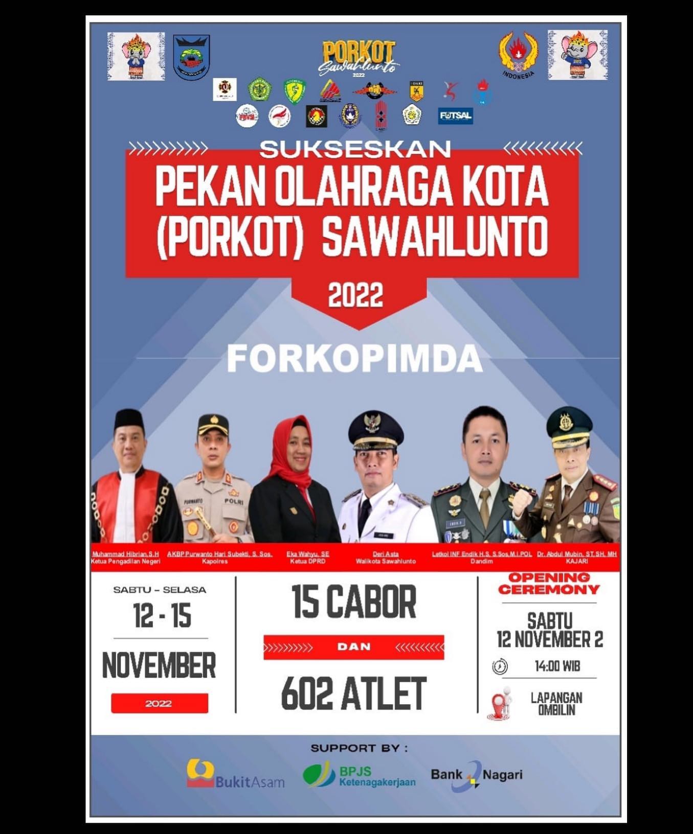 Kejaksaan Negeri Sawhlunto mendukung suksesnya pekan olahraga kota (porkot) sawahlunto tahun 2022. - from Instagram