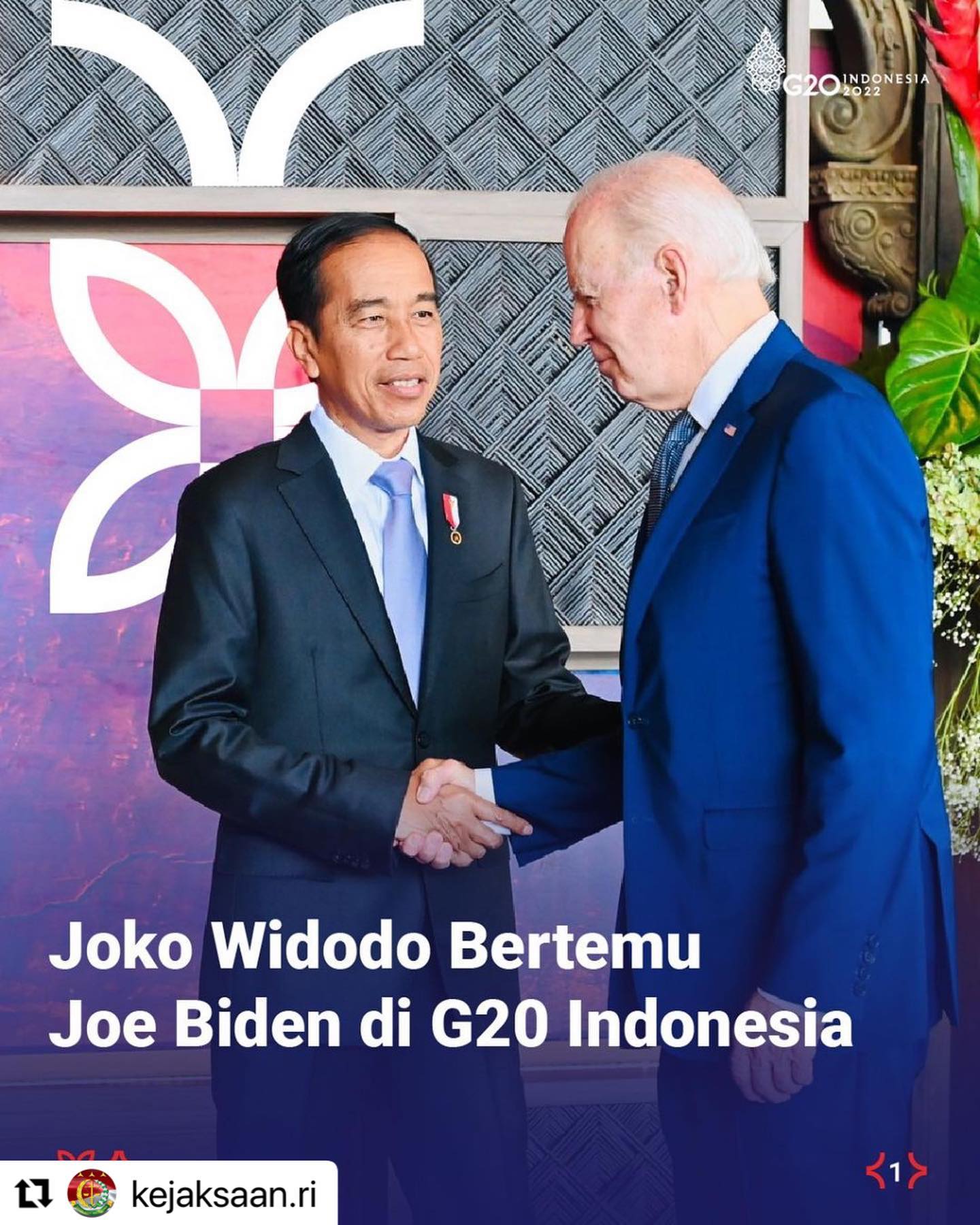 #Repost @kejaksaan.ri ・・・Senin (14/11/2022), pertemuan bilateral G20 Indonesia dengan Amerika Serikat diselenggarakan di The Apurva Kempinski, Bali. Diskusi berjalan dengan baik dan menghasilkan beberapa poin.Presiden Joko Widodo turut didampingi oleh lima menteri saat pertemuan bilateral dengan Amerika Serikat berlangsung.*#G20Indonesia**#G20Updates**#GotongRoyong20* - from Instagram