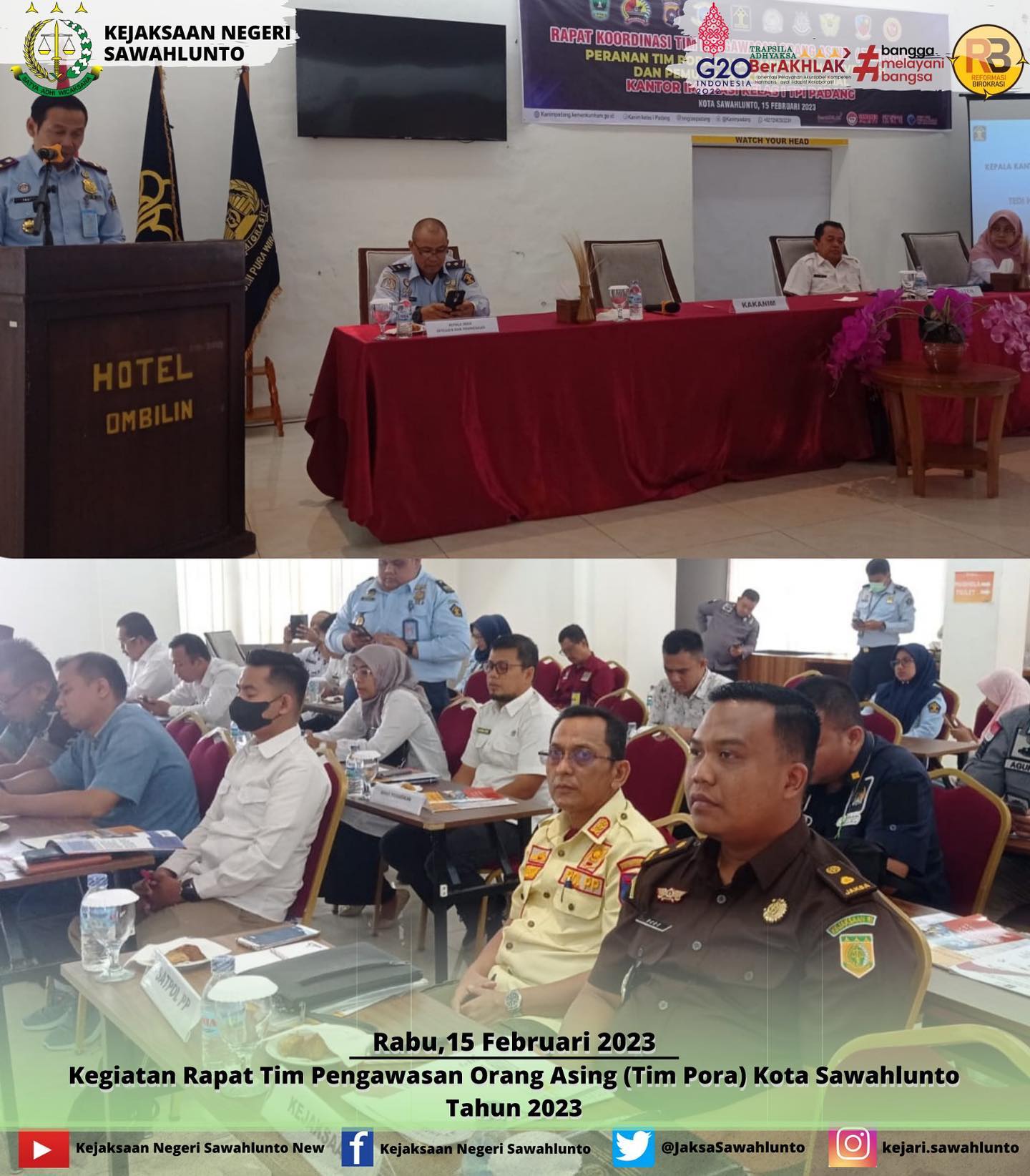 Rabu, 15 Februari 2023Kasi Intelijen Bapak Dede Mauladi,S.H mengikuti Kegiatan Rapat Tim Pengawasan Orang Asing (Tim Pora) Kota Sawahlunto Tahun 2023 di Hotel Ombilin Kota Sawahlunto____Update informasi anda tentang Kejaksaan Negeri Sawahlunto terbaru di official account Instagram,Facebook dan Youtube kami !!..____FACEBOOK : Kejaksaan Negeri SawahluntoYOUTUBE : Kejakaaan Negeri Sawahlunto NewTWITTER : @JaksaSawahlunto..________#KejaksaanRI#kejatisumbarnew@kejatisumbarnew#kejarisawahlunto - from Instagram