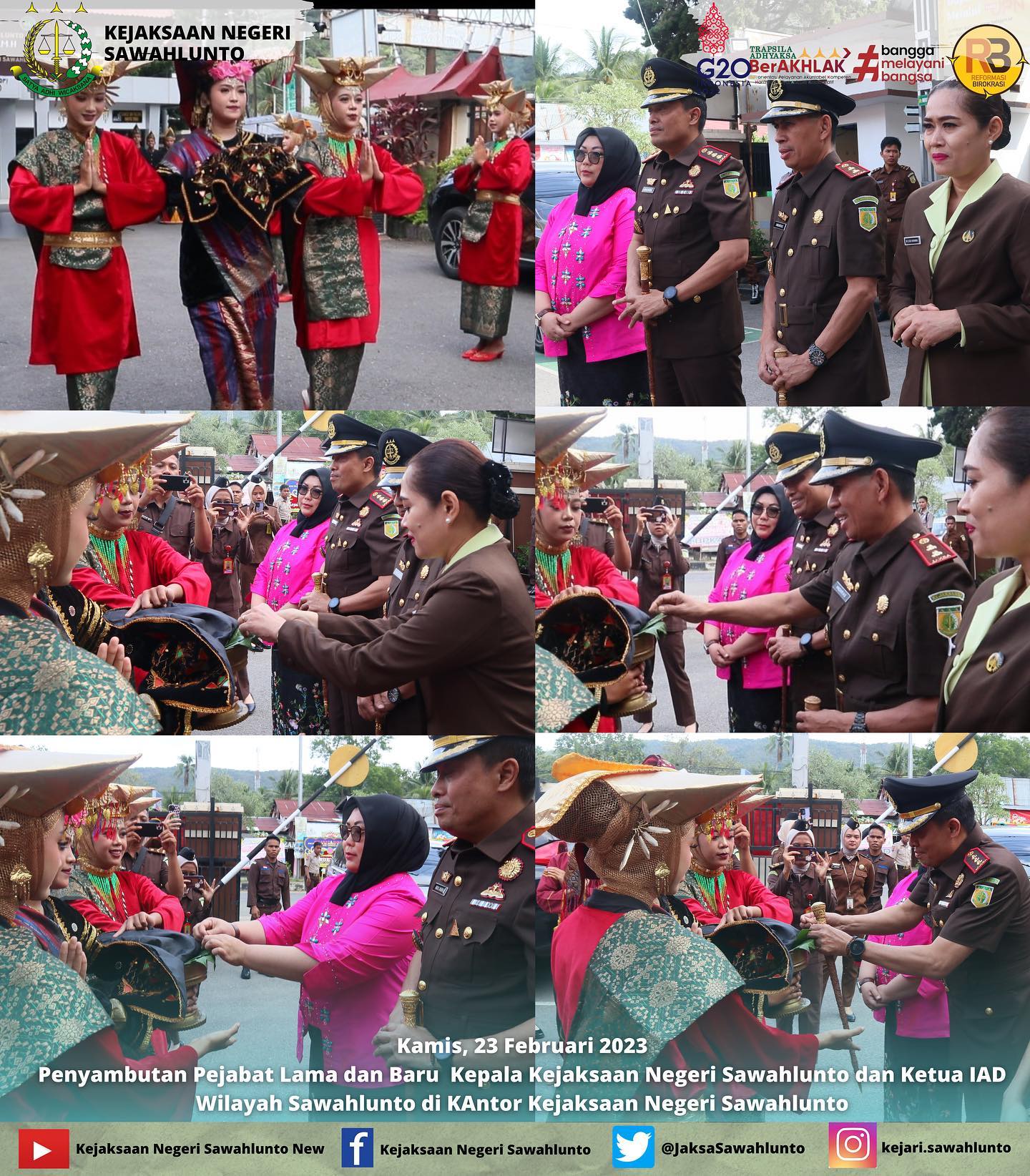 Kamis, 23 Februari 2023Penyambutan Pejabat Lama Kepala Kejaksaan Negeri Sawahlunto dan Ketua IAD Wilayah Sawahlunto Bapak Dr.Abdul Mubin,S.T.,S.H.,M.H dan Ny. Tika Mubin beserta Pejabat Baru Kepala Kejaksaan Negeri Sawahlunto dan Ketua IAD Wilayah Sawahlunto Bapak Andarias D'Orney,S.H.,M.H dan Ny. Lesly Andarias di Kantor Kejaksaan Negeri Sawahlunto.____Update informasi anda tentang Kejaksaan Negeri Sawahlunto terbaru di official account Instagram,Facebook dan Youtube kami !!..____FACEBOOK : Kejaksaan Negeri SawahluntoYOUTUBE : Kejakaaan Negeri Sawahlunto NewTWITTER : @JaksaSawahlunto..________#KejaksaanRI#kejatisumbarnew@kejatisumaterabarat #kejarisawahlunto - from Instagram
