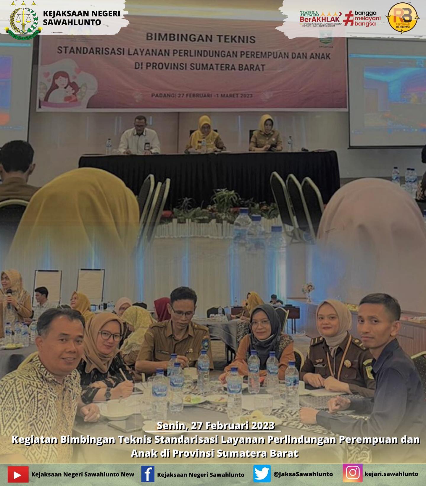 Senin, 27 Februari 2023Jaksa Mentary Meidiana,S.H mengikuti Kegiatan Bimbingan Teknis Standarisasi Layanan Perlindungan Perempuan dan Anak di Provinsi Sumatera Barat____Update informasi anda tentang Kejaksaan Negeri Sawahlunto terbaru di official account Instagram,Facebook dan Youtube kami !!..____FACEBOOK : Kejaksaan Negeri SawahluntoYOUTUBE : Kejakaaan Negeri Sawahlunto NewTWITTER : @JaksaSawahlunto..________#KejaksaanRI#kejatisumbarnew@kejatisumbarnew#kejarisawahlunto - from Instagram
