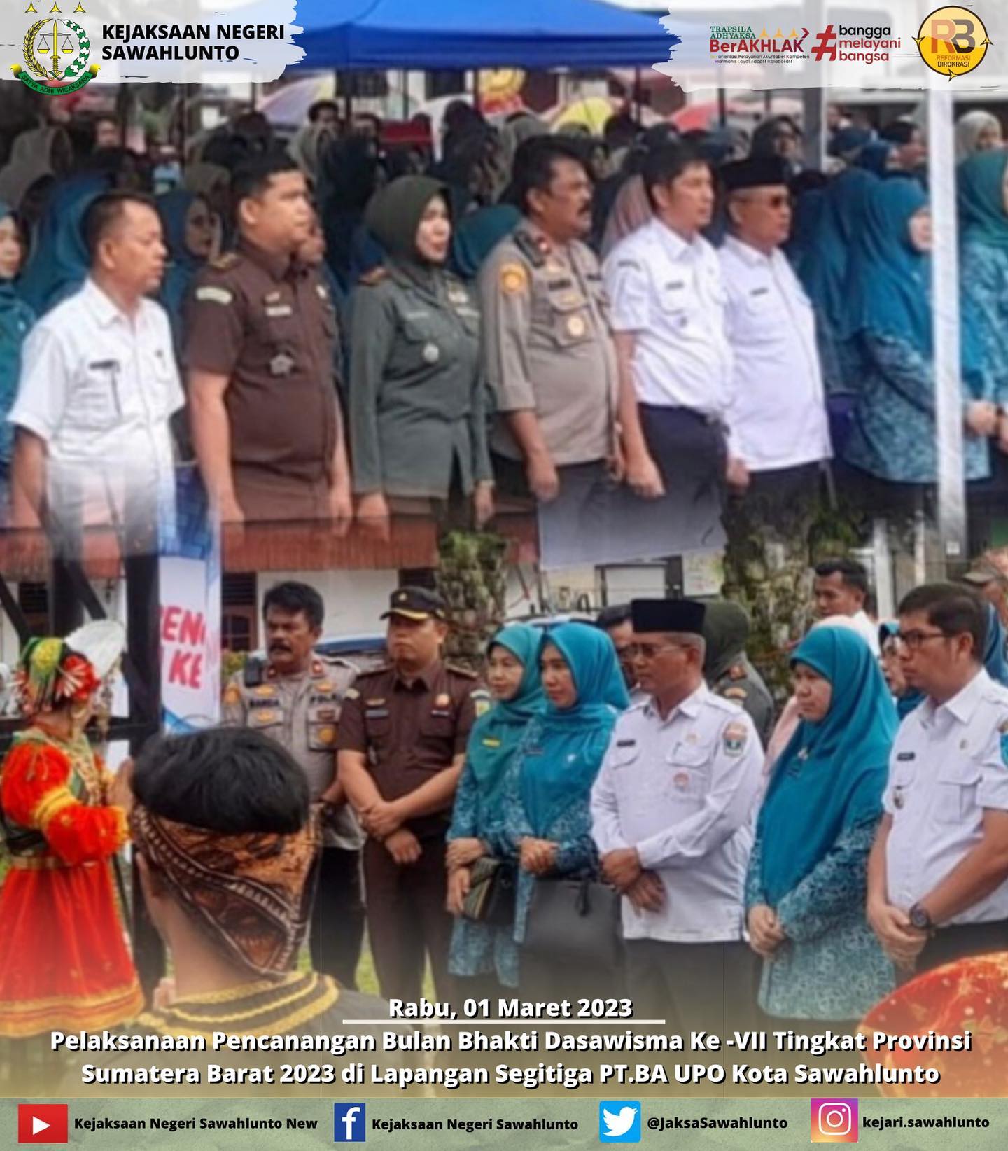 Rabu, 01 Maret 2023Kasi Datun Bapak Hendrio Suherman,S.H.,M.H Mengikuti Kegiatan Pelaksanaan Pencanangan Bulan Bhakti Dasawisma Ke -VII Tingkat Provinsi Sumatera Barat 2023 di Lapangan Segitiga PT.BA UPO Kota Sawahlunto.____Update informasi anda tentang Kejaksaan Negeri Sawahlunto terbaru di official account Instagram,Facebook dan Youtube kami !!..____FACEBOOK : Kejaksaan Negeri SawahluntoYOUTUBE : Kejakaaan Negeri Sawahlunto NewTWITTER : @JaksaSawahlunto..________#KejaksaanRI#kejatisumbarnew@kejatisumbarnew#kejarisawahlunto - from Instagram