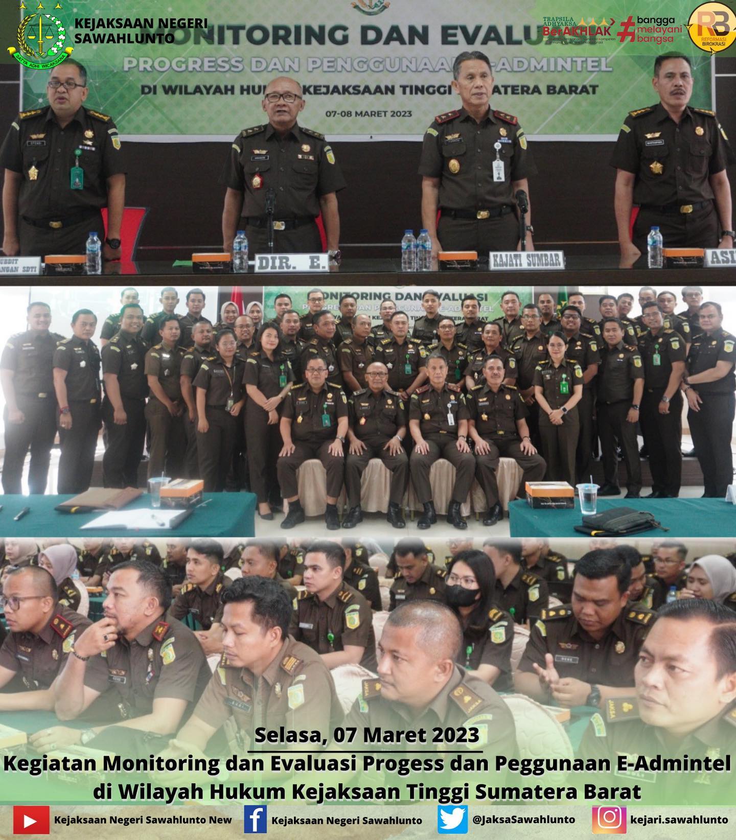 Selasa, 07 Maret 2023Kasi Intelijen Bapak Dede Mauladi,S.H beserta Staff Intel mengikuti Kegiatan Monitoring dan Evaluasi Progess dan Peggunaan E-Admintel di Wilayah Hukum Kejaksaan Tinggi Sumatera Barat.____Update informasi anda tentang Kejaksaan Negeri Sawahlunto terbaru di official account Instagram,Facebook dan Youtube kami !!..____FACEBOOK : Kejaksaan Negeri SawahluntoYOUTUBE : Kejakaaan Negeri Sawahlunto NewTWITTER : @JaksaSawahlunto..________#KejaksaanRI#kejatisumbarnew@kejatisumaterabarat #kejarisawahlunto - from Instagram