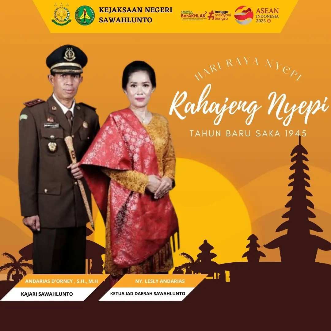 Kepala Kejaksaan Negeri Sawahlunto Beserta Ketua IAD Daerah Sawahlunto mengucapkan Selamat Hari Raya Nyepi Tahun Baru Saka 1945..____Update terus informasi anda tentang Kejaksaan Negeri Sawahlunto terbaru di official account Instagram,Facebook dan Youtube kami !!..____🌐 kejari-sawahlunto.kejaksaan.go.idFACEBOOK : Kejaksaan Negeri SawahluntoYOUTUBE : Kejakaaan Negeri Sawahlunto NewTWITTER : @JaksaSawahlunto..________#KejaksaanRI#kejatisumbarnew@kejatisumbarnew#kejarisawahlunto - from Instagram