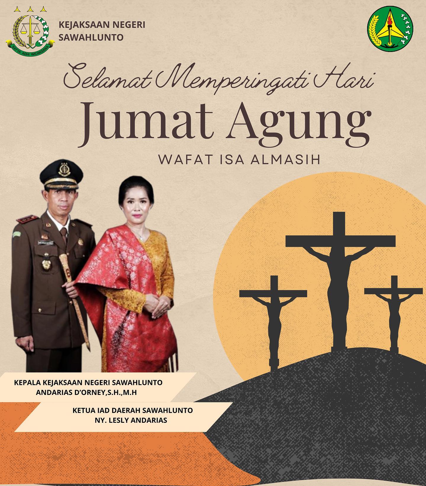 Kepala Kejaksaan Negeri Sawahlunto Beserta Ketua IAD Daerah Sawahlunto mengucapkan Selamat Memperingati Hari Jumat Agung, Wafatnya Isa Almasih. ..____Update terus informasi anda tentang Kejaksaan Negeri Sawahlunto terbaru di official account Instagram,Facebook dan Youtube kami !!..____🌐 kejari-sawahlunto.kejaksaan.go.idFACEBOOK : Kejaksaan Negeri SawahluntoYOUTUBE : Kejakaaan Negeri Sawahlunto NewTWITTER : @JaksaSawahlunto..________#KejaksaanRI#kejatisumaterabarat @kejatisumaterabarat #kejarisawahlunto - from Instagram