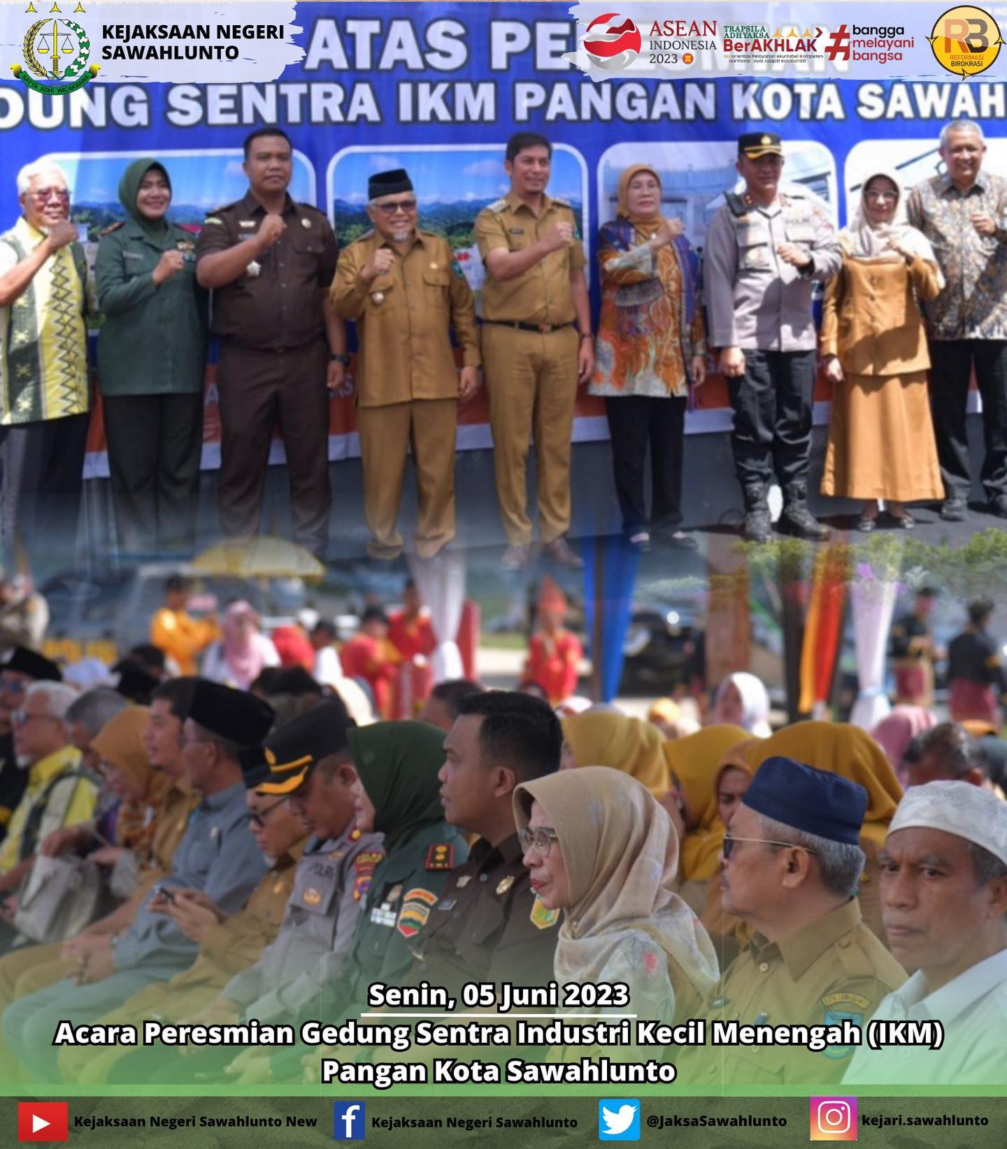 Senin, 05 Juni 2023Kasi Intel Bapak Dede Mauladi,S.H menghadiri Acara Peresmian Gedung Sentra Industri Kecil Menengah (IKM) Pangan Kota Sawahlunto.____Update informasi anda tentang Kejaksaan Negeri Sawahlunto terbaru di official account Instagram,Facebook dan Youtube kami !!..____FACEBOOK : Kejaksaan Negeri SawahluntoYOUTUBE : Kejakaaan Negeri Sawahlunto NewTWITTER : @JaksaSawahlunto..________#KejaksaanRI#kejatisumaterabarat@kejatisumaterabarat#kejarisawahlunto - from Instagram