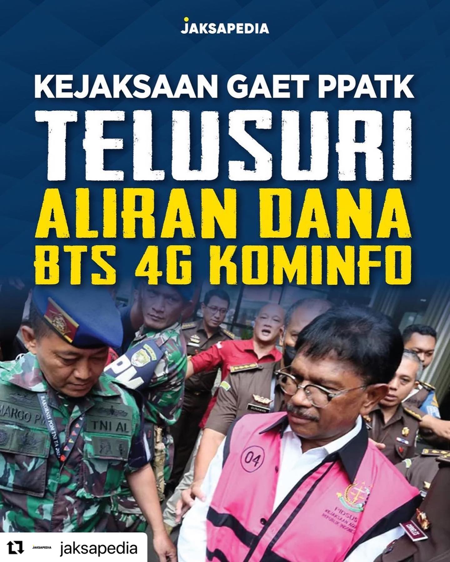 #Repost @jaksapedia ・・・Dalam proses penyidikan perkara dugaan tindak pidana pencucian uang BTS 4G Kominfo Kejaksaan enggak bekerja sendiri, loh! Kejaksaan kembali menggaet PPATK. #KejaksaanTegas #KejaksaanManusiawi - from Instagram