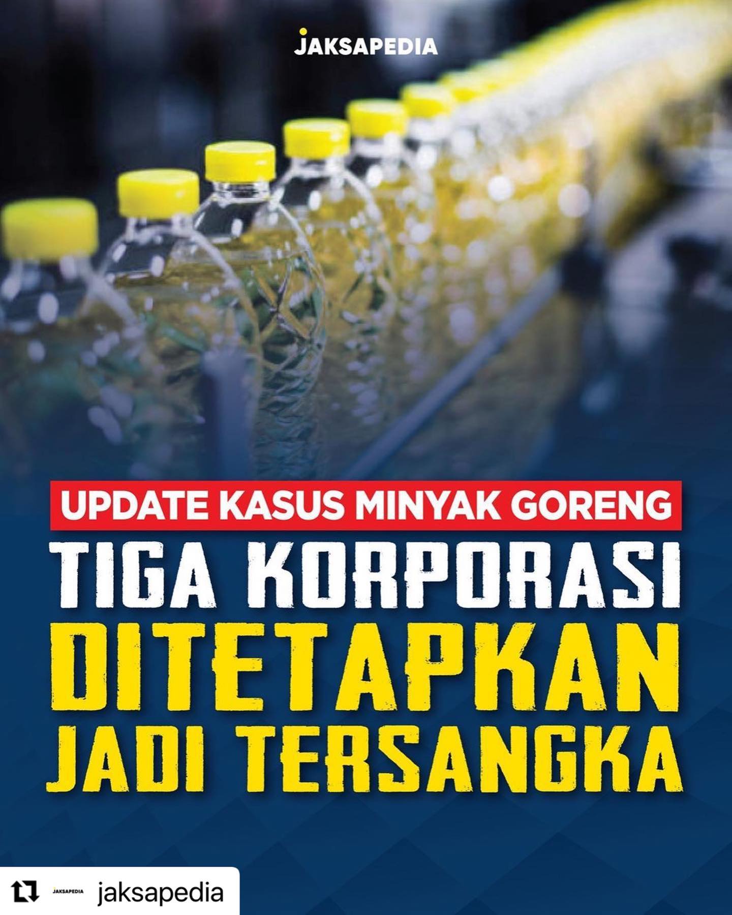 #Repost @jaksapedia ・・・Kejaksaan menetapkan tiga tersangka korporasi terkait tipikor minyak goreng. Ketiga korporasi disinyalir menyebabkan kerugian negara Rp6,47 Triliun. #KejaksaanTegas #KejaksaanRI - from Instagram