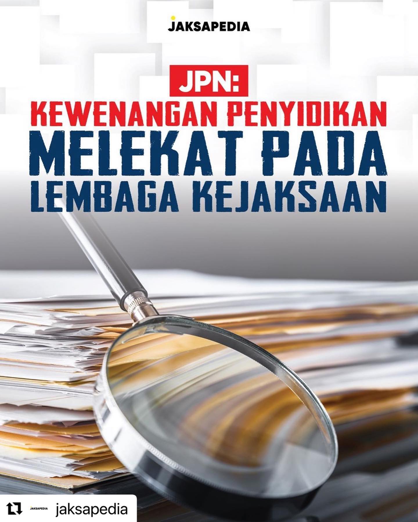 #Repost @jaksapedia ・・・Sudah sepatutnya kita berjuang mempertahankan kewenangan Kejaksaan dalam penyidikan Tindak Pidana Korupsi sebab itu telah diatur dalam UU #KejaksaanTakPandangBulu. #KejaksaanManusiawi #KejaksaanMenumbuhkanHarapan - from Instagram
