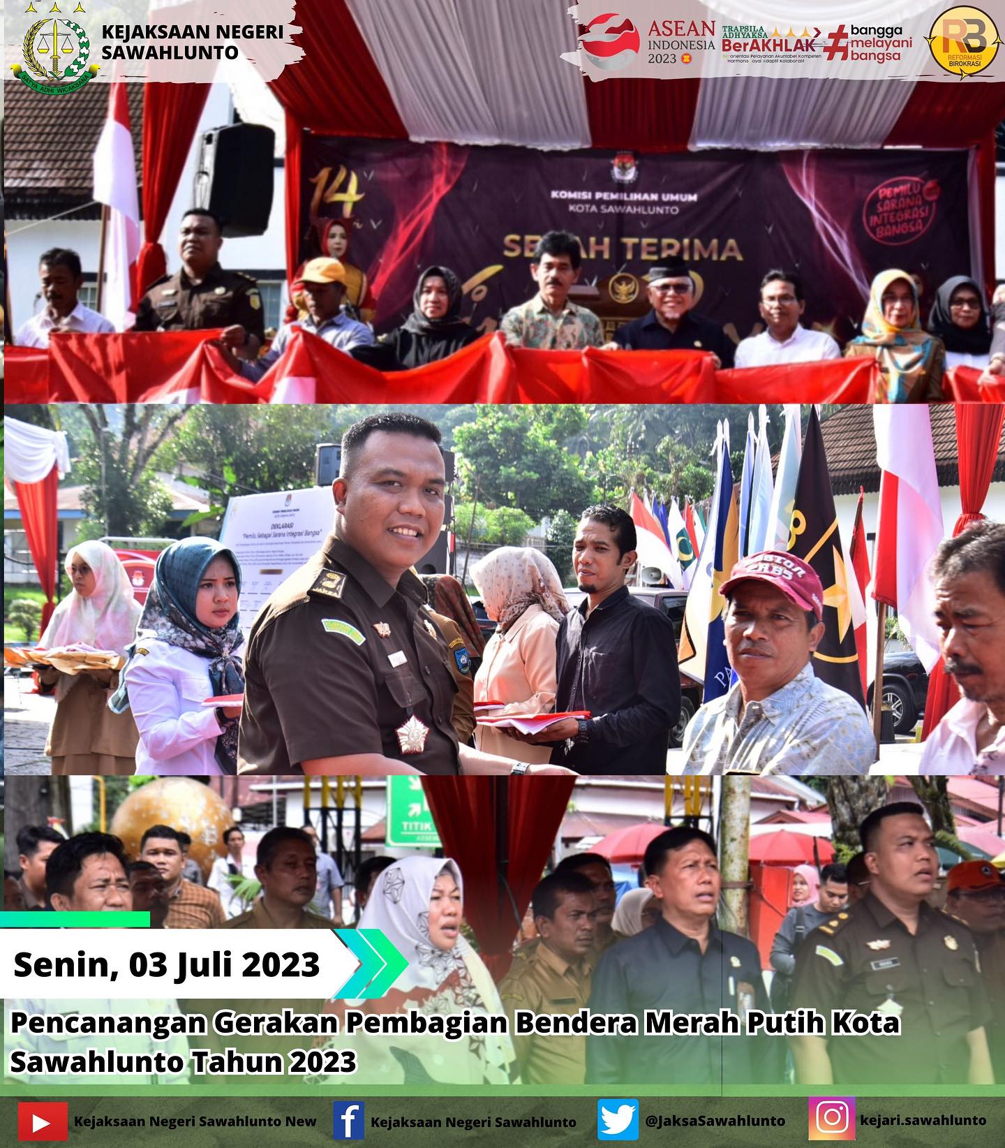 Senin, 03 Juli 2023Kasi Intel Bapak Dede Mauladi, S.H melaksanakan Pencanangan Gerakan Pembagian Bendera Merah Putih Kota Sawahlunto Tahun 2023____Update informasi anda tentang Kejaksaan Negeri Sawahlunto terbaru di official account Instagram,Facebook dan Youtube kami !!..____FACEBOOK : Kejaksaan Negeri SawahluntoYOUTUBE : Kejakaaan Negeri Sawahlunto NewTWITTER : @JaksaSawahlunto..________#KejaksaanRI#kejatisumaterabarat@kejatisumaterabarat#kejarisawahlunto - from Instagram