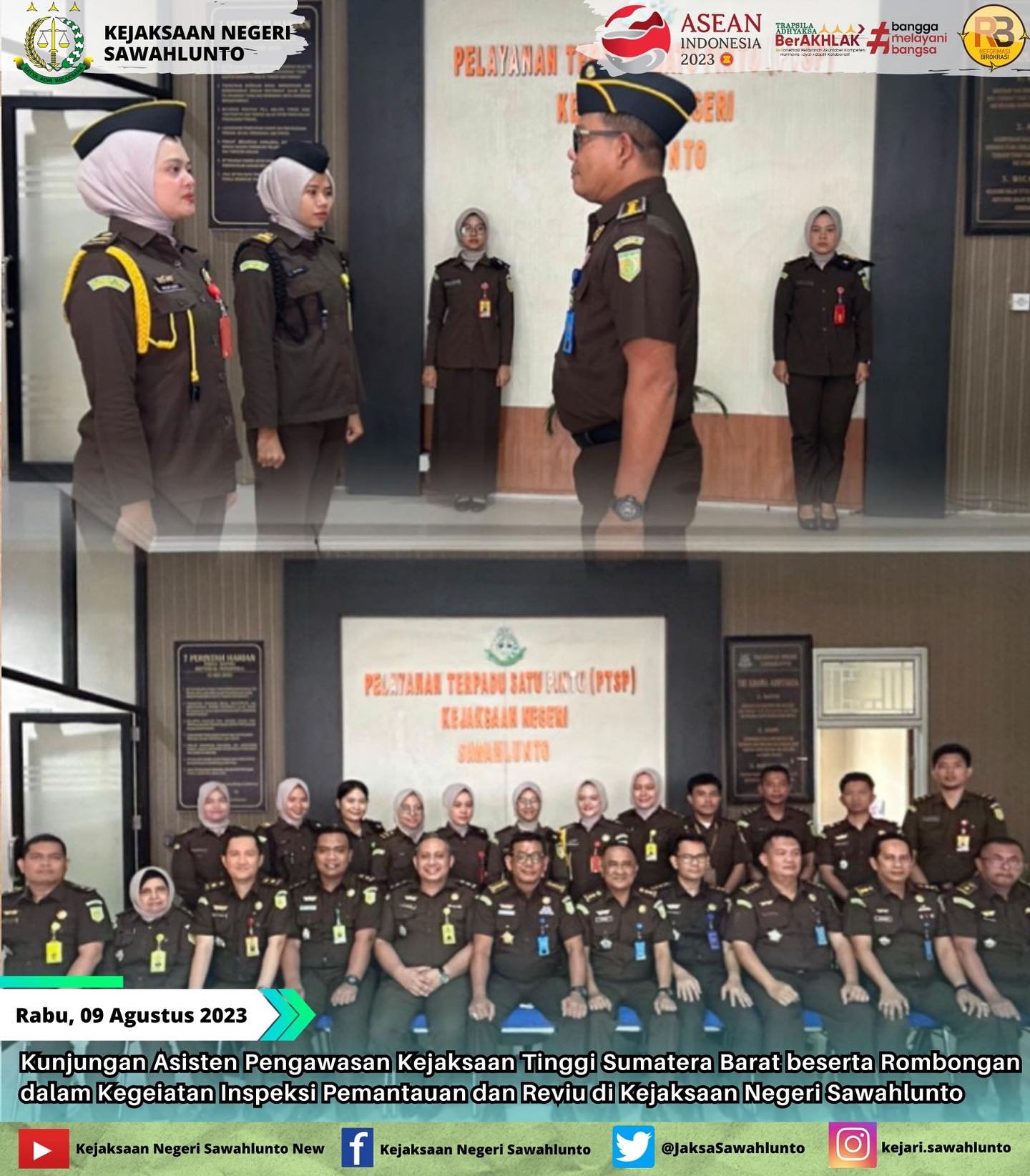 Pada hari Rabu, tanggal 09 Agustus 2023 Kejaksaan Negeri Sawahlunto menerima Kunjungan Asisten Pengawasan Kejaksaan Negeri Sawahlunto beserta rombongan dalam Kegiatan Inspeksi Pemantauan dan Reviu.Update informasi anda tentang Kejaksaan Negeri Sawahlunto terbaru di official account Instagram,Facebook dan Youtube kami !!..____FACEBOOK : Kejaksaan Negeri SawahluntoYOUTUBE : Kejakaaan Negeri Sawahlunto NewTWITTER : @JaksaSawahlunto..________#KejaksaanRI#kejatisumaterabarat@kejatisumaterabarat#kejarisawahlunto - from Instagram