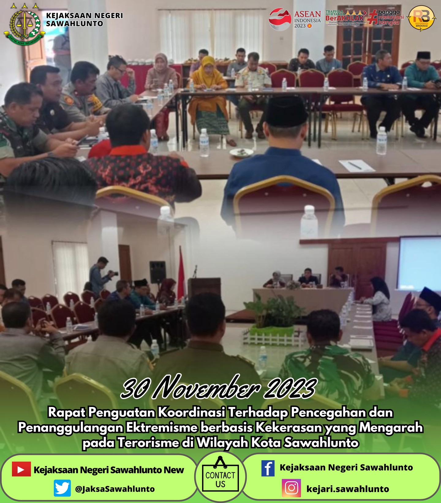 Kamis, 30 November 2023Kepala Seksi Intelijen Kejaksaan Negeri Sawahlunto menghadiri Rapat Koordinasi Tim Pengawasan Aliran Kepercayaan dan Aliran Keagamaan Dalam Masyarakat (PAKEM) Pada Kantor Kejaksaan Negeri Sawahlunto.Update informasi anda tentang Kejaksaan Negeri Sawahlunto terbaru di official account Instagram,Facebook dan Youtube kami !!..__FACEBOOK : Kejaksaan Negeri SawahluntoYOUTUBE : Kejakaaan Negeri Sawahlunto NewTWITTER : @JaksaSawahlunto..____#KejaksaanRI#kejatisumaterabarat@kejatisumaterabarat#kejarisawahlunto - from Instagram