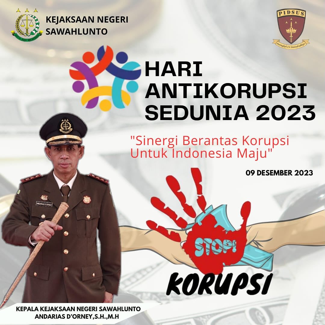Kepala Kejaksaan Negeri Sawahlunto Beserta Seluruh Jajaran Mengucapkan Selamat Hari Anti Korupsi Seduinia 2023, “ Sinergi untuk Berantas Korupsi Untuk Indonesia Maju” ..____Update terus informasi anda tentang Kejaksaan Negeri Sawahlunto terbaru di official account Instagram,Facebook dan Youtube kami !!..____🌐 kejari-sawahlunto.kejaksaan.go.idFACEBOOK : Kejaksaan Negeri SawahluntoYOUTUBE : Kejakaaan Negeri Sawahlunto NewTWITTER : @JaksaSawahlunto..________#KejaksaanRI#kejatisumbarnew@kejatisumbarnew#kejarisawahlunto - from Instagram