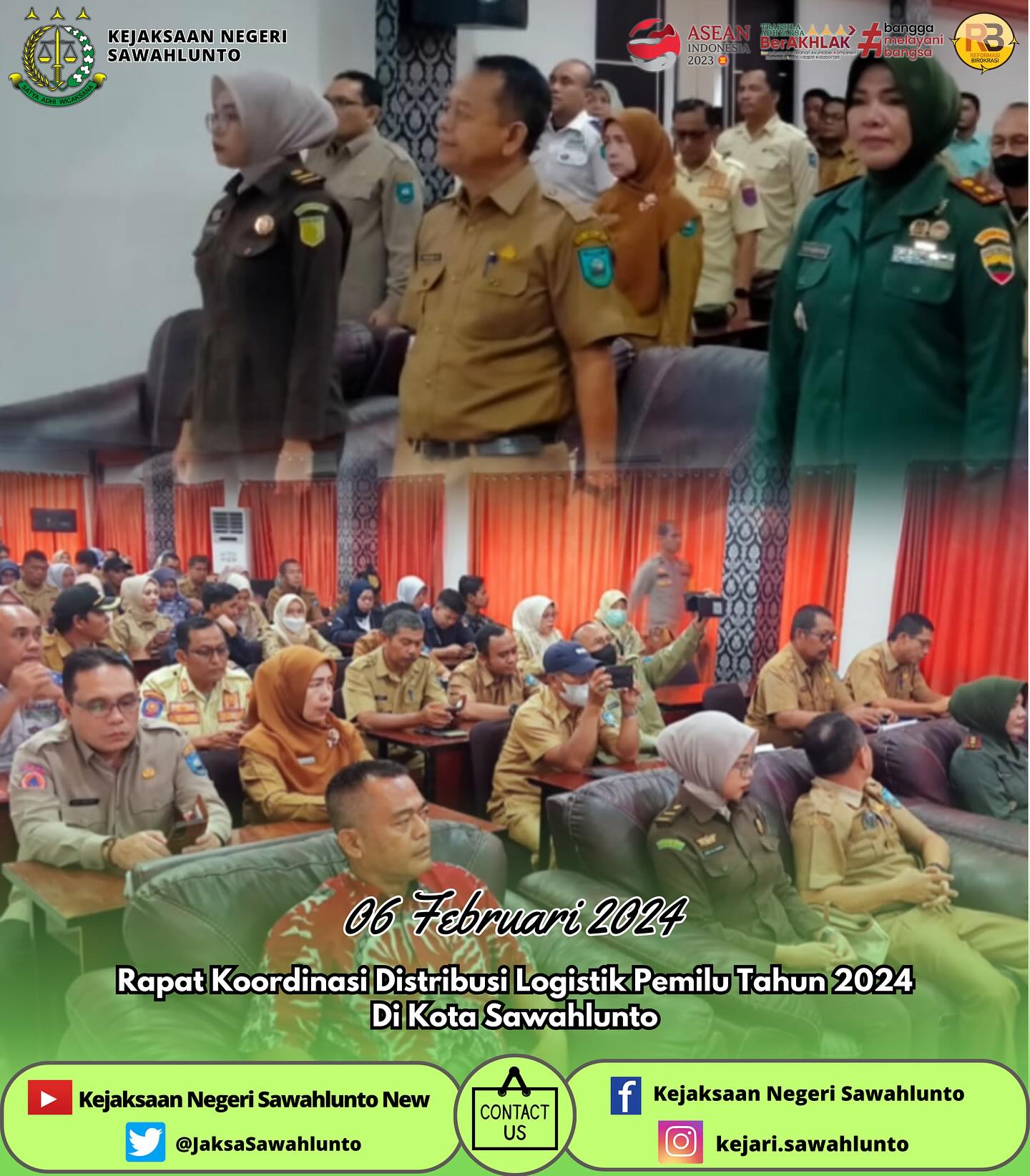 selasa, 06 Januari 2024Rapat Koordinasi Distribusi Logistik Pemilu Tahun 2024 Di Kota Sawahlunto.Update informasi anda tentang Kejaksaan Negeri Sawahlunto terbaru di official account Instagram,Facebook dan Youtube kami !!..____FACEBOOK : Kejaksaan Negeri SawahluntoYOUTUBE : Kejakaaan Negeri Sawahlunto NewTWITTER : @JaksaSawahlunto..________#KejaksaanRI#kejatisumaterabarat@kejatisumaterabarat#kejarisawahlunto - from Instagram