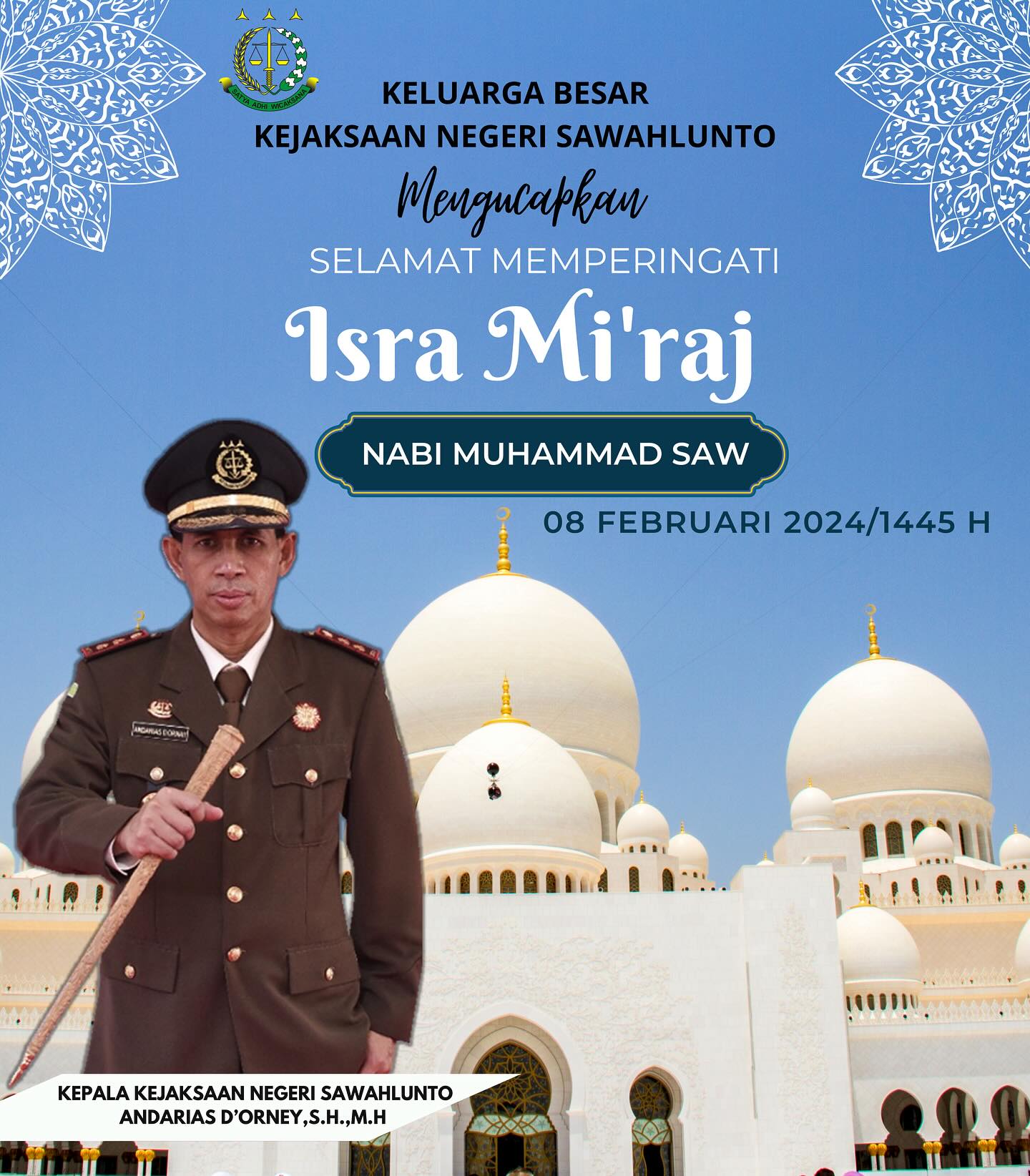 Kepala Kejaksaan Negeri Sawahlunto Beserta Seluruh Jajaran Mengucapkan Selamat Memperingati Isra Mi’raj Nabi Muhammad SAW 08 Februari 2024/ 1445 H ..____Update terus informasi anda tentang Kejaksaan Negeri Sawahlunto terbaru di official account Instagram,Facebook dan Youtube kami !!..____🌐 kejari-sawahlunto.kejaksaan.go.idFACEBOOK : Kejaksaan Negeri SawahluntoYOUTUBE : Kejakaaan Negeri Sawahlunto NewTWITTER : @JaksaSawahlunto..________#KejaksaanRI#kejatisumbarnew@kejatisumbarnew#kejarisawahlunto - from Instagram