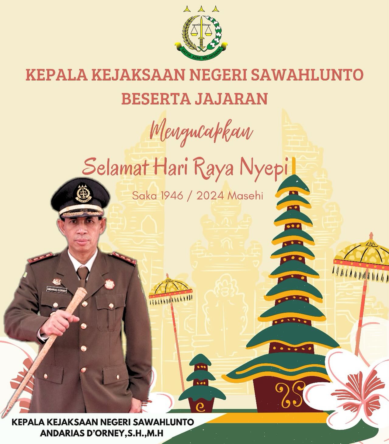 Kepala Kejaksaan Negeri Sawahlunto Beserta Seluruh Jajaran Mengucapkan Selamat Hari Raya Nyepi Tahun Baru Saka 1946 ..____Update terus informasi anda tentang Kejaksaan Negeri Sawahlunto terbaru di official account Instagram,Facebook dan Youtube kami !!..____🌐 kejari-sawahlunto.kejaksaan.go.idFACEBOOK : Kejaksaan Negeri SawahluntoYOUTUBE : Kejakaaan Negeri Sawahlunto NewTWITTER : @JaksaSawahlunto..________#KejaksaanRI#kejatisumbarnew@kejatisumbarnew#kejarisawahlunto - from Instagram