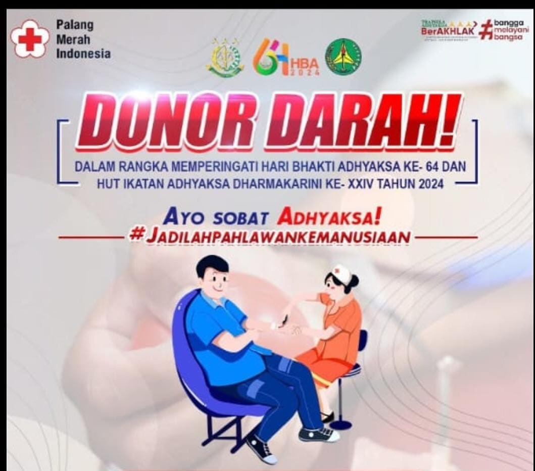 Kabar gembira untuk sobat Adhyaksa, dalam Rangka Memperingati Hari Bhakti Adhyaksa Ke - 64 dan Ikatan Adhyaksa Dharmakarini ke -XXIV Tahun 2024 Kejaksaan Negeri Sawahlunto melaksanakan donor darah di hari kamis tanggal 18 Juli 2024 pulul 10.00 wib di halaman Kantor Kejaksaan Negeri Sawahlunto,ayo mari donor darah bersama kejaksaan negeri sawahlunto!!!! - from Instagram