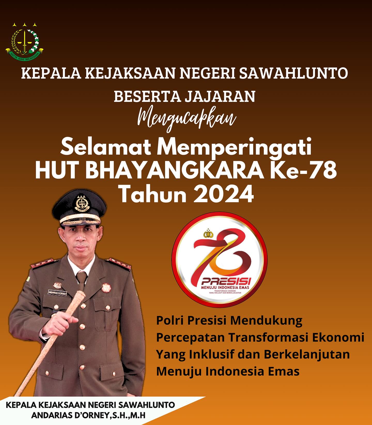 Kepala Kejaksaan Negeri Sawahlunto Beserta Seluruh Jajaran Mengucapkan Selamat memperingati HUT Bhayangkara ke -78 Tahun 2024, Polri Presisi mendukung Percepatan transformasi ekonomi yang Inklusif dan berkelanjutan Menuju Indonesia Emas .____Update terus informasi anda tentang Kejaksaan Negeri Sawahlunto terbaru di official account Instagram,Facebook dan Youtube kami !!..____🌐 kejari-sawahlunto.kejaksaan.go.idFACEBOOK : Kejaksaan Negeri SawahluntoYOUTUBE : Kejakaaan Negeri Sawahlunto NewTWITTER : @JaksaSawahlunto..________#KejaksaanRI#kejatisumbarnew@kejatisumbarnew#kejarisawahlunto - from Instagram