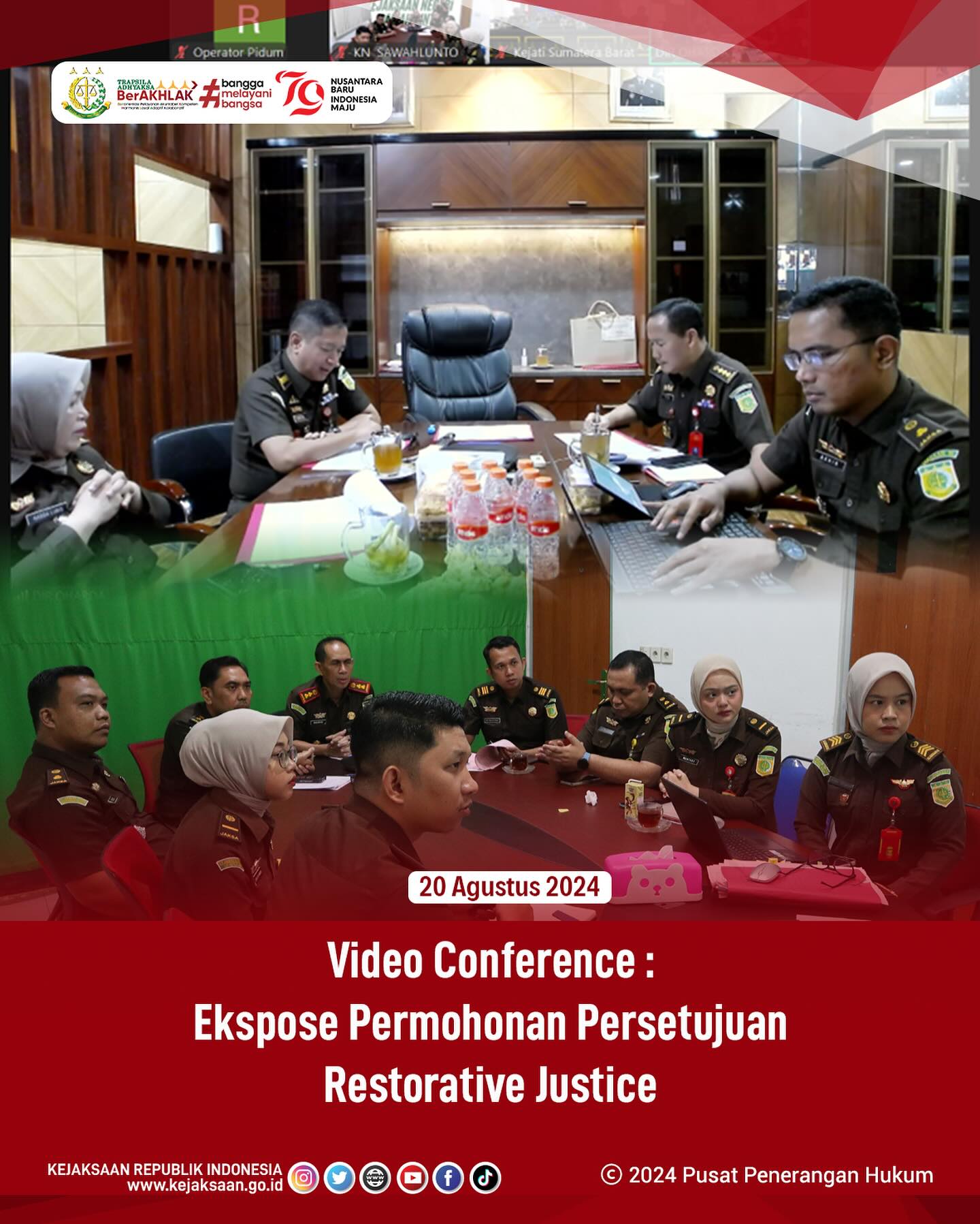 Seorang pria asal Kelurahan Saringan Kecamatan Barangin Kota Sawahlunto yang berinisial “RHS”, lepas dari Pemidanaan Penjara yang seharusnya dijalani, berkat upaya penyelesaian Restorative Justice (RJ) yang diajukan oleh Kepala Kejaksaan Negeri Sawahlunto Bapak Andarias D’Orney, S.H.,M.H., yang telah disetujui TP Oharda pada Kejaksaan Agung RI dan disampaikan oleh OHARDA JAMPIDUM RI dalam Ekspos perkara yang dilaksanakan pada hari Selasa tanggal 20 Agustus 2024 secara daring melalui Zoom Meeting. - from Instagram