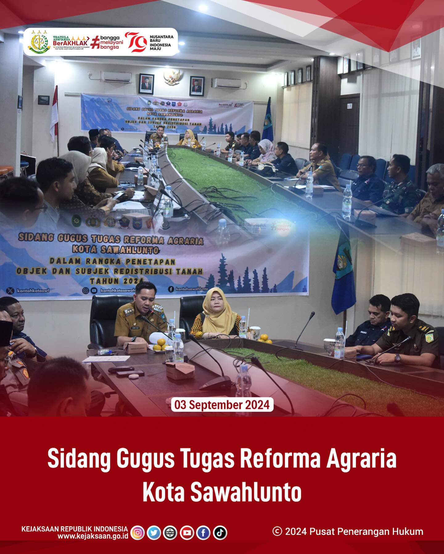 Bahwa pada hari Selasa, 03 September 2024, bertempat di Ruang Balaikota Sawahlunto, Kasubsi 1 Kejaksaan Negeri Sawahlunto, Arief Hidayat.S.H, mengikuti Sidang Gugus Tugas Reforma Agraria dalam Rangka Penetapan Objek dan Subjek Redistribusi Tanah. - from Instagram