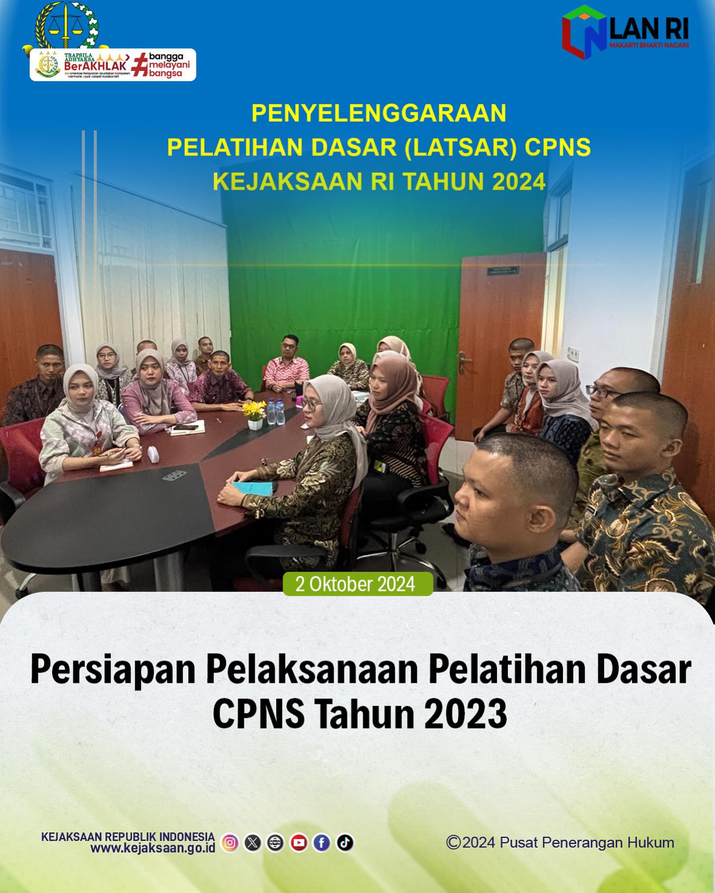 Bahwa pada hari Rabu, 02 Oktober 2024, bertempat di Ruang Video Conference Kejaksaan Negeri Sawahlunto, Kepala Seksi Tindak Pidana Khusus, Andiko,S.H.,Kepala Subbagian Pembinaan, Elnita,S.H. dan Kepala Urusan Tata Usaha Kepegawaian Keuangan dan Penerimaan Negara Bukan Pajak, Suardi Yulanda,S.H., beserta CPNS Kejaksaan Negeri Sawahlunto Tahun 2023 mengikuti kegiatan Rapat Persiapan Pelaksanaan Pelatihan Dasar CPNS Tahun 2023 via Zoom Meeting. - from Instagram