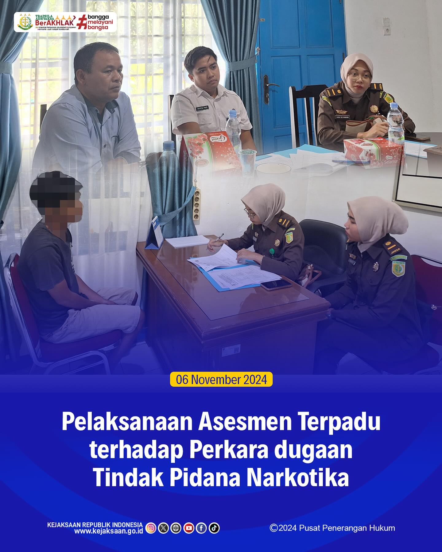 Bahwa Pada Hari Rabu, 06 November 2024, bertempat di Badan Narkotika Nasional Kota Sawahlunto, Kasubsi II Bidang Intelijen Kejaksaan Negeri Sawahlunto Laras Iga Mawarni,S.H. dan Jaksa Fungsional Alfi Soka Hananti, S.H melaksanakan kegiatan Asesmen Terpadu terhadap perkara dugaan tindak pidana narkotika - from Instagram