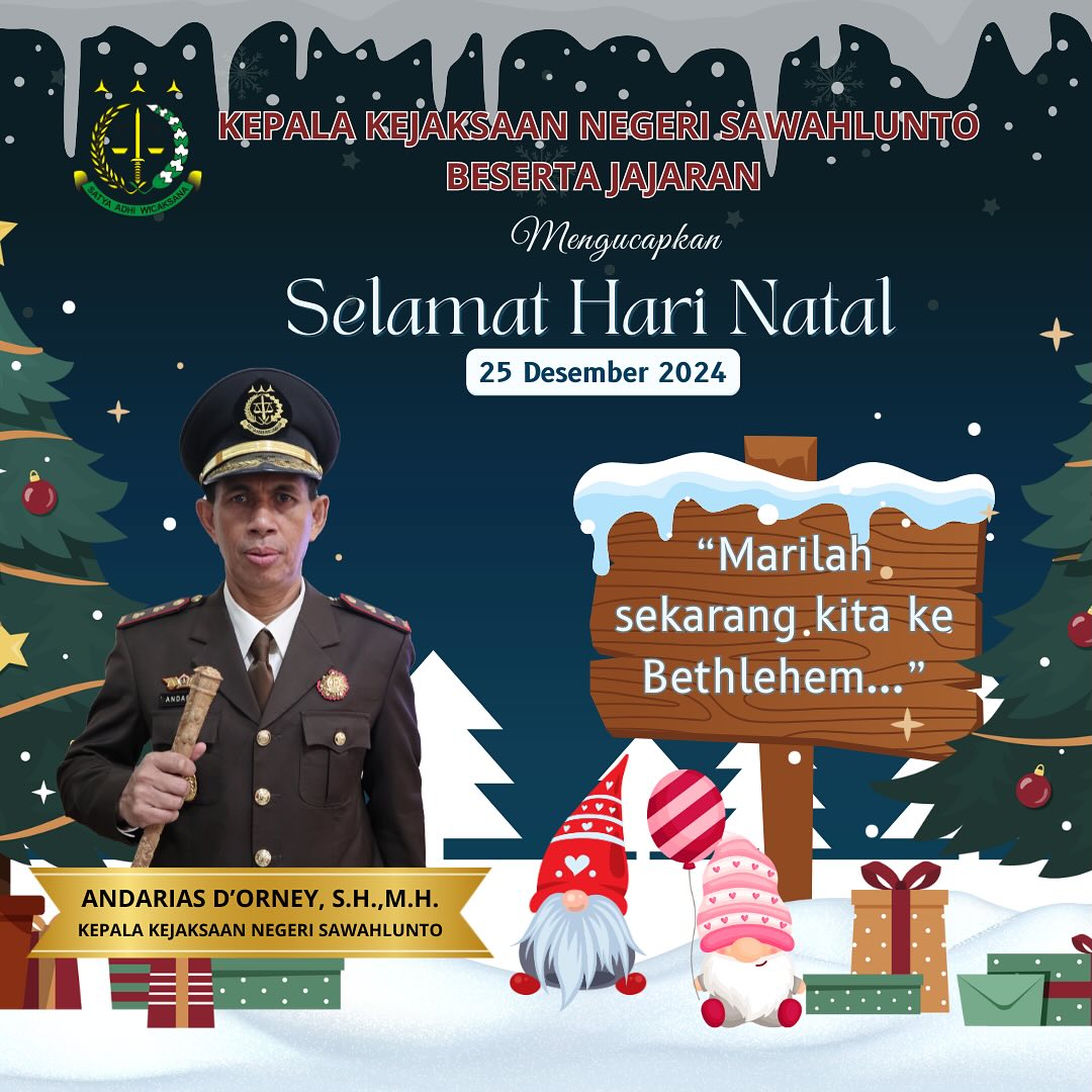 Kepala Kejaksaan Negeri Sawahlunto Beserta Seluruh Jajaran Mengucapkan Selamat Hari Natal 2024 - from Instagram
