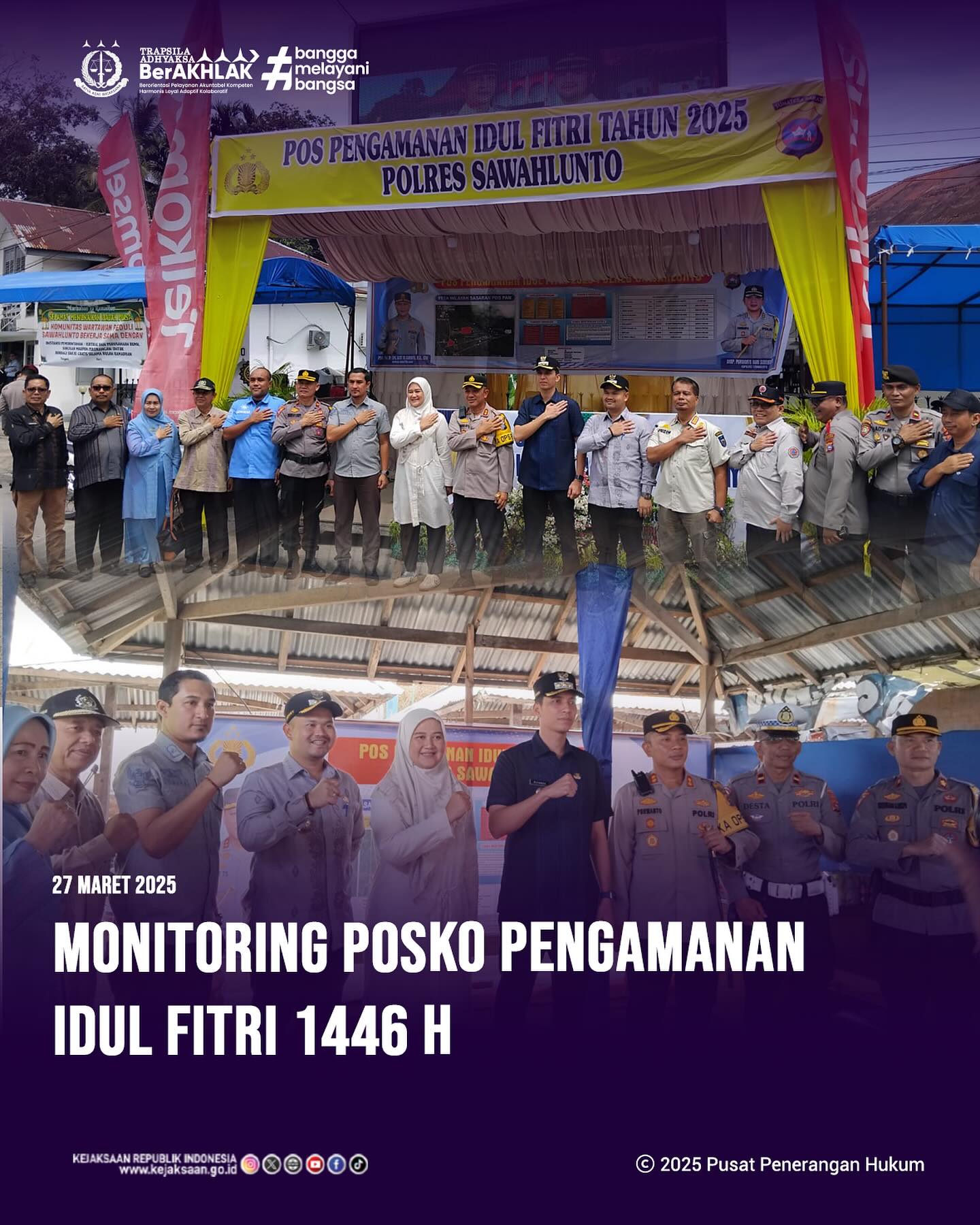 Bahwa pada hari Kamis, 27 Maret 2025, bertempat di Kota Sawahlunto, Kepala Seksi Intelijen Kejaksaan Negeri Sawahlunto, Bapak Rendra Taqwa Agusto,S.H., mengikuti Monitoring Posko Pengamanan Idul Fitri 1446 H pada Posko Pengamanan Lapangan Segitiga (Lapseg) dan Posko Pengamanan Jalan Lintas Sumatera (Jalinsum) - from Instagram