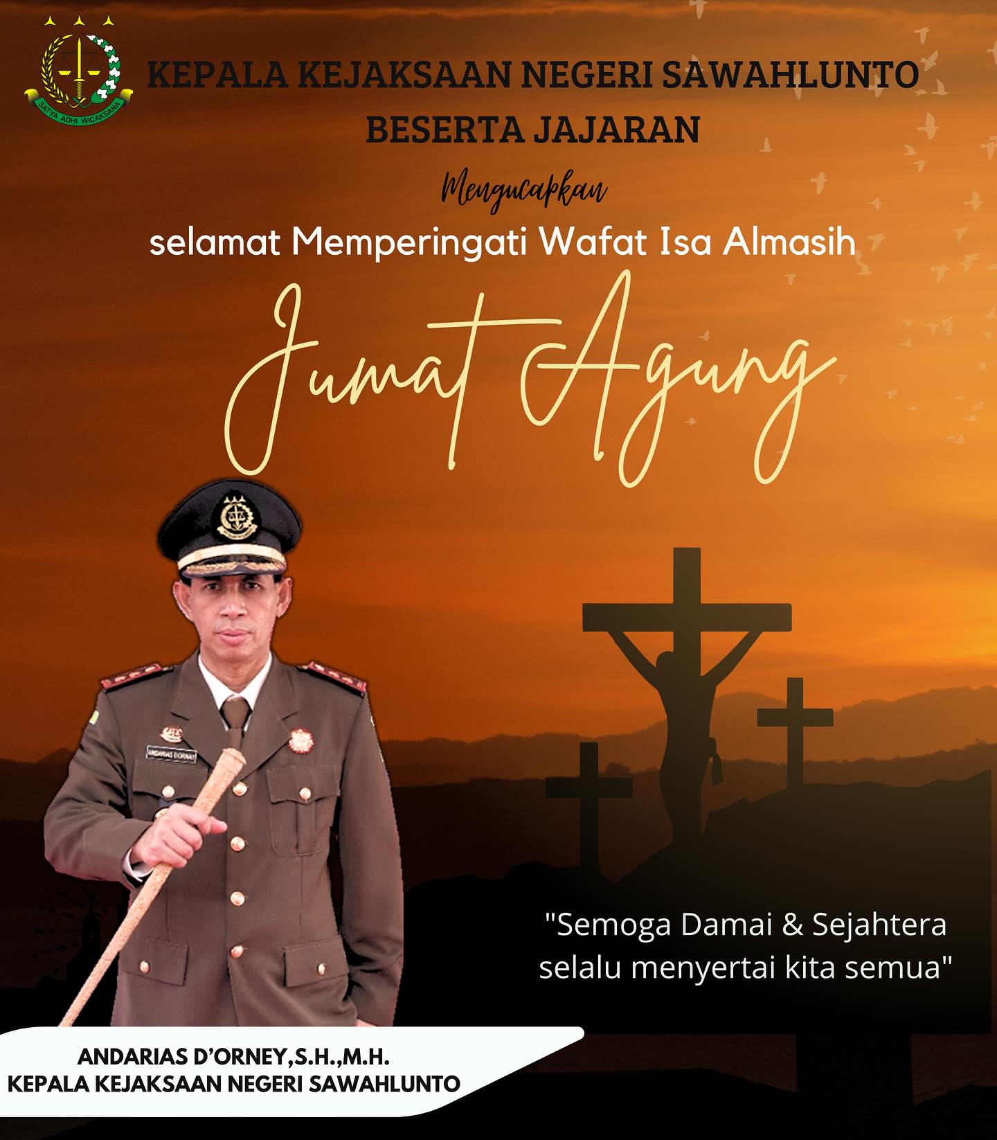 Kepala Kejaksaan Negeri Sawahlunto beserta Seluruh Jajaran Mengucapkan Selamat Memperingati Jumat Agung Hari Wafatnya Yesus Kristus - from Instagram