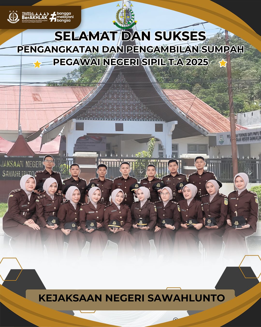 Selamat atas Pelantikan dan Pengambilan Sumpah Pegawai Negeri Sipil Kejaksaan RI pada Satuan Kerja Kejaksaan Negeri Sawahlunto - from Instagram
