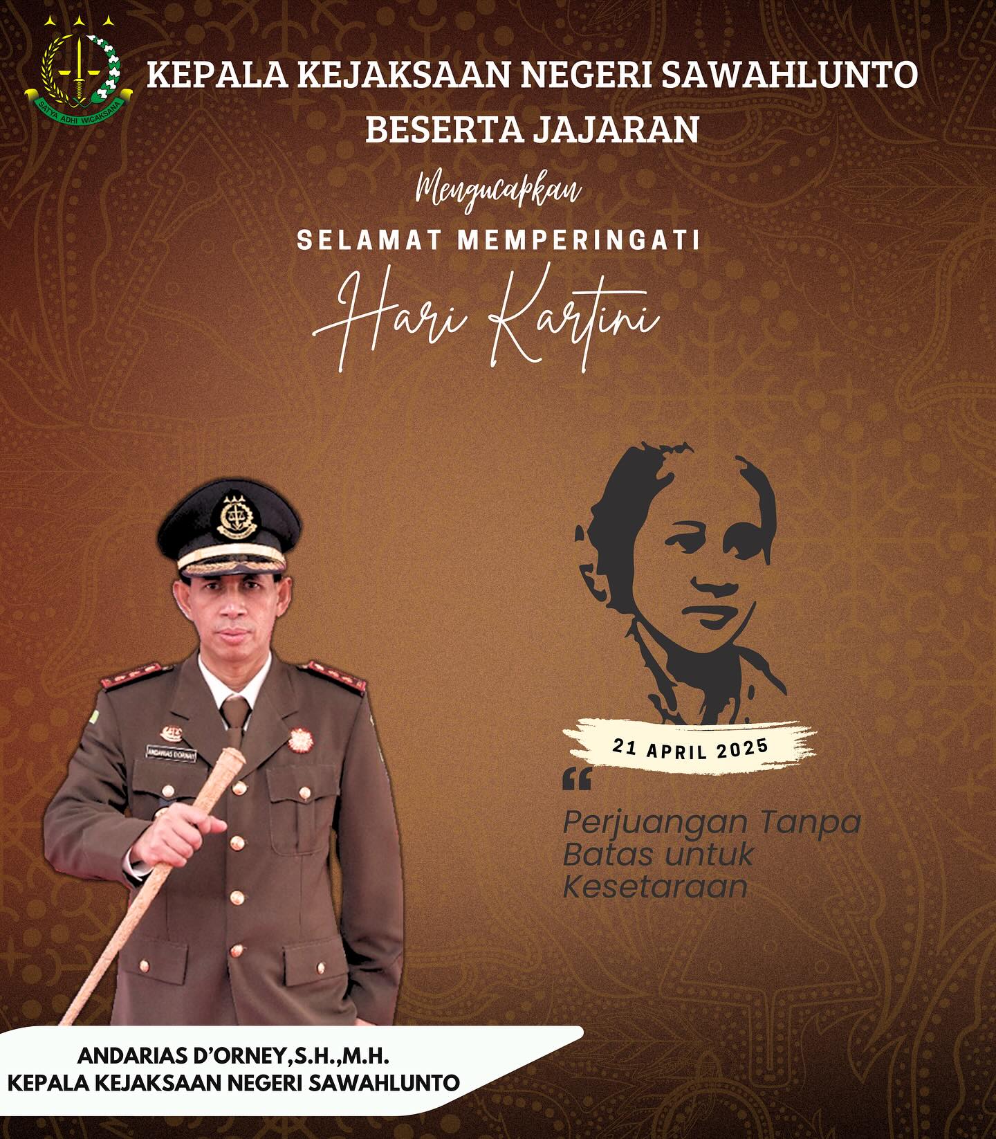 Kepala Kejaksaan Negeri Sawahlunto beserta Seluruh Jajaran Mengucapkan Selamat Memperingati Hari Kartini - from Instagram