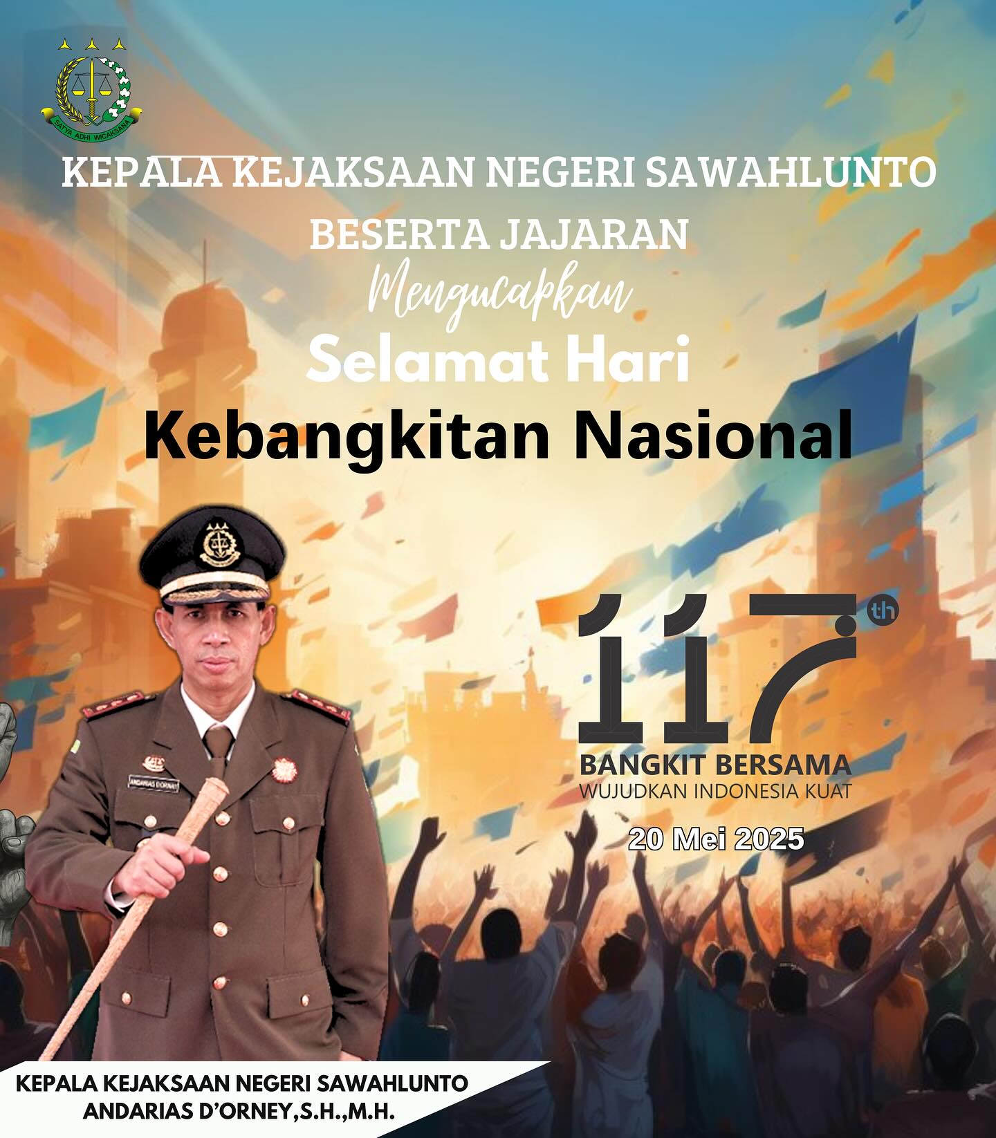 Kepala Kejaksaan Negeri Sawahlunto beserta Seluruh Jajaran Mengucapkan Selamat Hari Kebangkitan Nasional 20 Mei 2025 "Bangkit Bersama, Wujudkan Indonesia Kuat" - from Instagram