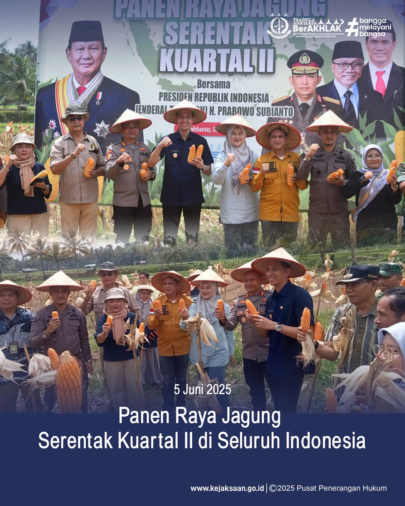 Bahwa pada hari Kamis, 05 Juni 2025, bertempat di Desa Talawi Mudik Kecamatan Talawi Kota Sawahlunto, Kepala Seksi Intelijen Kejaksaan Negeri Sawahlunto, Bapak Rendra Taqwa Agusto,S.H., mengikuti kegiatan Panen Raya Jagung Serentak Kuartal II di Seluruh Indonesia - from Instagram