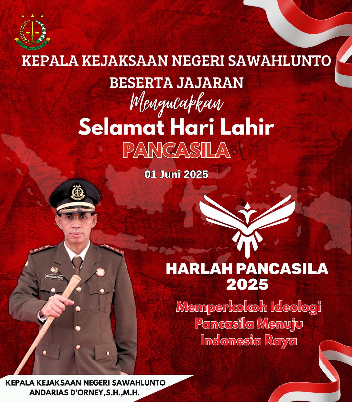 Kepala Kejaksaan Negeri Sawahlunto beserta Seluruh Jajaran Mengucapkan Selamat Hari Lahir Pancasila Tahun 2025 "Memperkokoh Ideologi Pancasila Menuju Indonesia Raya" - from Instagram
