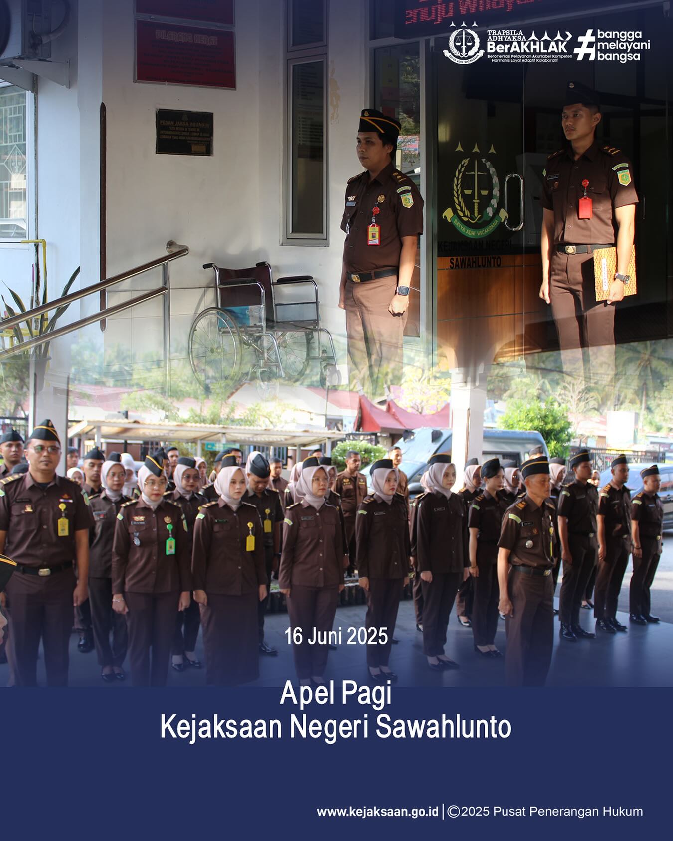 Bahwa pada hari Senin, 16 Juni 2025, bertempat di Halaman Kantor Kejaksaan Negeri Sawahlunto, telah dilaksanakan Apel Pagi yang dipimpin Oleh Kepala Seksi Tindak Pidana Umum, Bapak Adhi Putra Graha,S.H., serta diikuti oleh seluruh Pegawai dan PPNPN Kejaksaan Negeri Sawahlunto - from Instagram