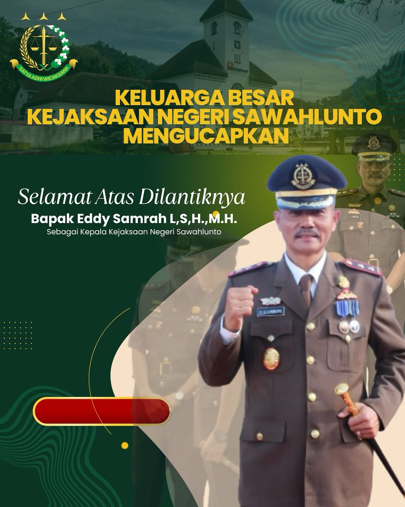 Selamat datang kepada Bapak Eddy Samrah L, S.H.,M.H di Kejaksaan Negeri Sawahlunto - from Instagram