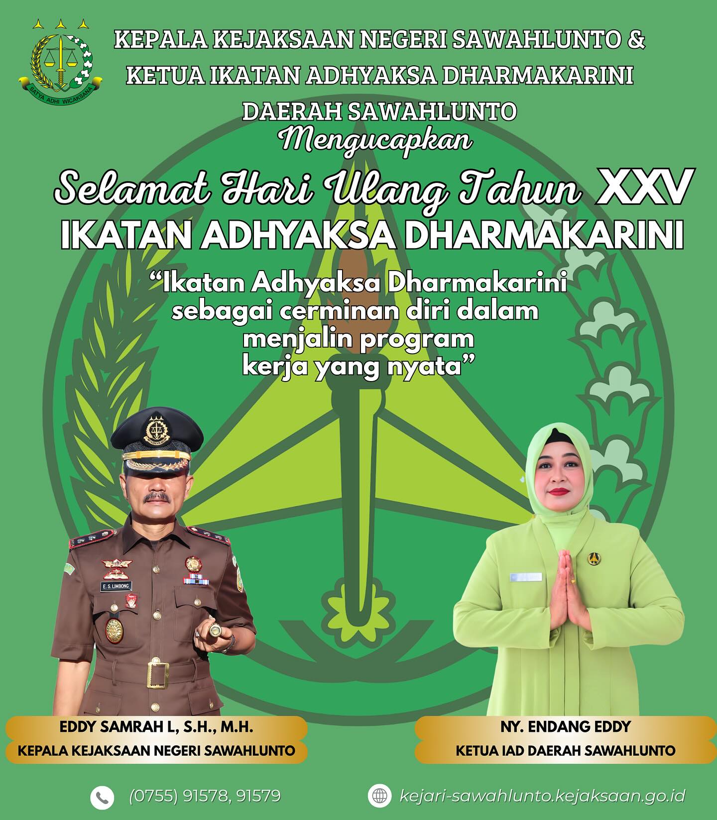 Kepala Kejaksaan Negeri Sawahlunto beserta Jajaran & Ketua Ikatan Adhyaksa Dharmakarini Daerah Sawahlunto beserta pengurus mengucapkan :Selamat Hari Ulang Tahun ke - XXV Ikatan Adhyaksa Dharmakarini Tahun 2025"Ikatan Adhyaksa Dharmakarini Sebagai Cerminan Diri Dalam Menjalankan Program Kerja yang Nyata" @eddylimbong - from Instagram