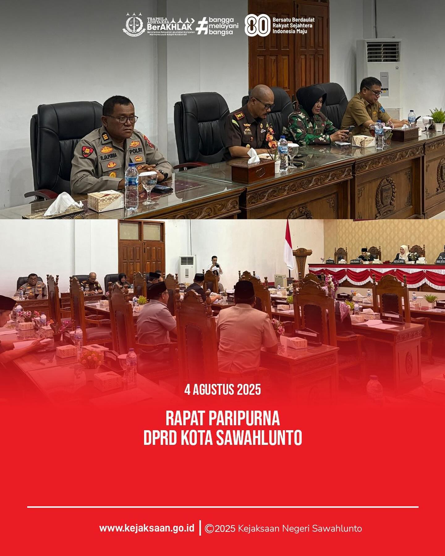 Bahwa pada hari Senin, 04 Agustus 2025, bertempat di Ruangan Rapat DPRD Kota Sawahlunto, Kepala Kejaksaan Negeri Sawahlunto, Bapak Eddy Samrah L, S. H., M. H., menghadiri kegiatan Rapat Paripurna DPRD Kota Sawahlunto dengan agenda Penyampaian Nota Pengantar Wali Kota tentang Rancangan Perubahan KUA dan PPAS tahun 2025. @eddylimbong - from Instagram