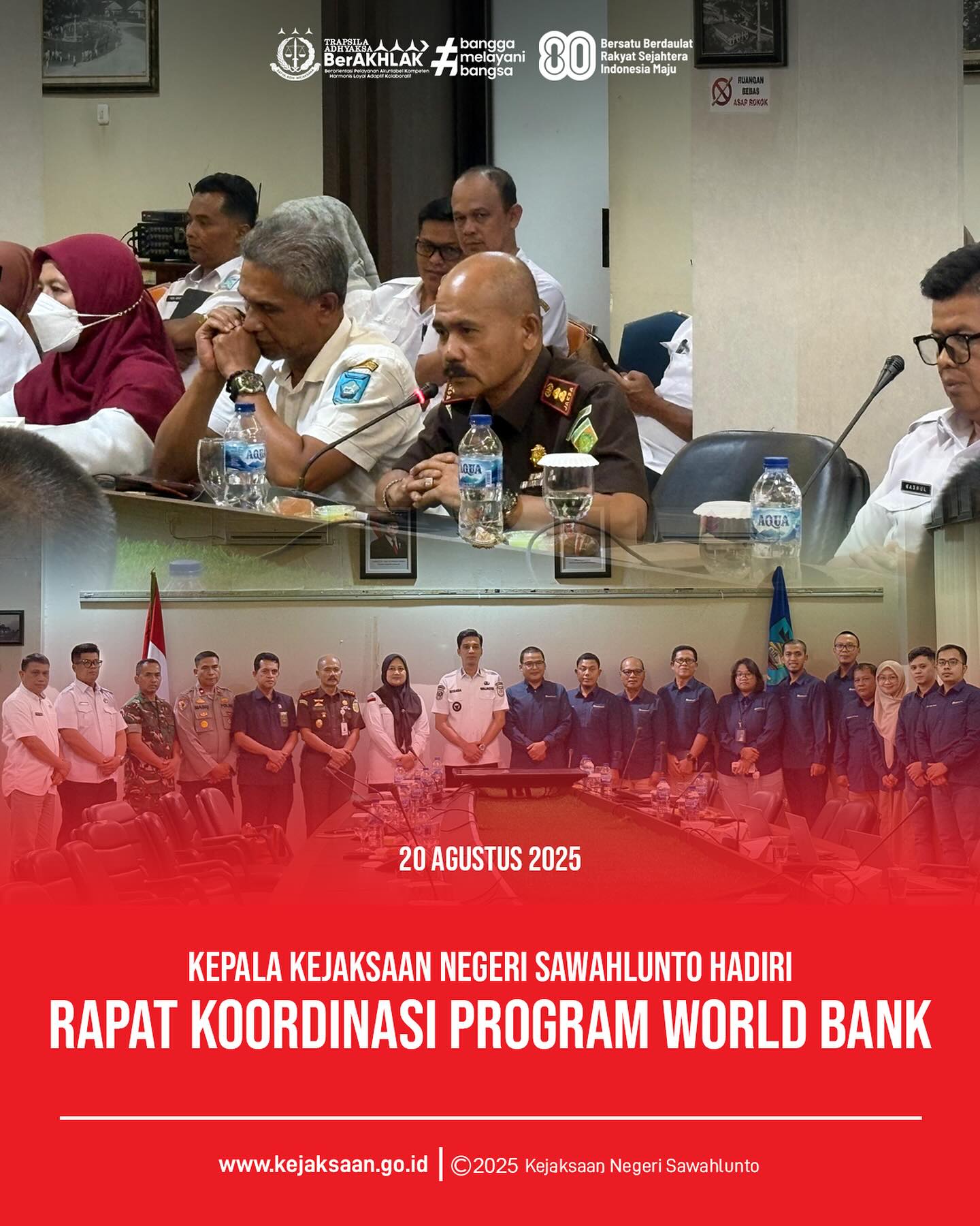 Bahwa pada hari Rabu, 20 Agustus 2025, bertempat di Ruang Rapat M. Yamin Balaikota Sawahlunto, Kepala Kejaksaan Negeri Sawahlunto, Bapak Eddy Samrah L, S. H., M. H., menghadiri kegiatan rapat koordinasi tindak lanjut program World Bank di lahan pasca tambang Ombilin dalam aspek pemanfaatan lahan dan Langkah kolaboratif antar pihak.Kegiatan ini diikuti oleh Walikota Sawahlunto, jajaran Forum Koordinasi Pimpinan Daerah (Forkopimda) Kota Sawahlunto, instansi pemerintah, TNI, Polri, Sekretariat Daerah dan Perangkat Daerah Kota Sawahlunto.Dalam rapat tersebut, dilakukan sinkronisasi data lahan yang akan dimanfaatkan untuk rencana kerja sama pembangunan Pembangkit Listrik Tenaga Surya (PLTS) dan Pumped Storage Hydro (PSH), namun terdapat lahan seluas 393 hektare di Kawasan Kandi yang masuk dalam rencana kerja sama pembangunan Pembangkit Listrik Tenaga Surya (PLTS) dan Pumped Storage Hydro (PSH) sehingga lahan tersebut akan dipindahkan, dikarenakan lahan tersebut telah masuk juga dalam masterplan Pemerintah Kota Sawahlunto yang akan di manfaatkan untuk pembangunan perkantoran dan pariwisata. @kejaksaan.ri @kejatisumaterabarat - from Instagram