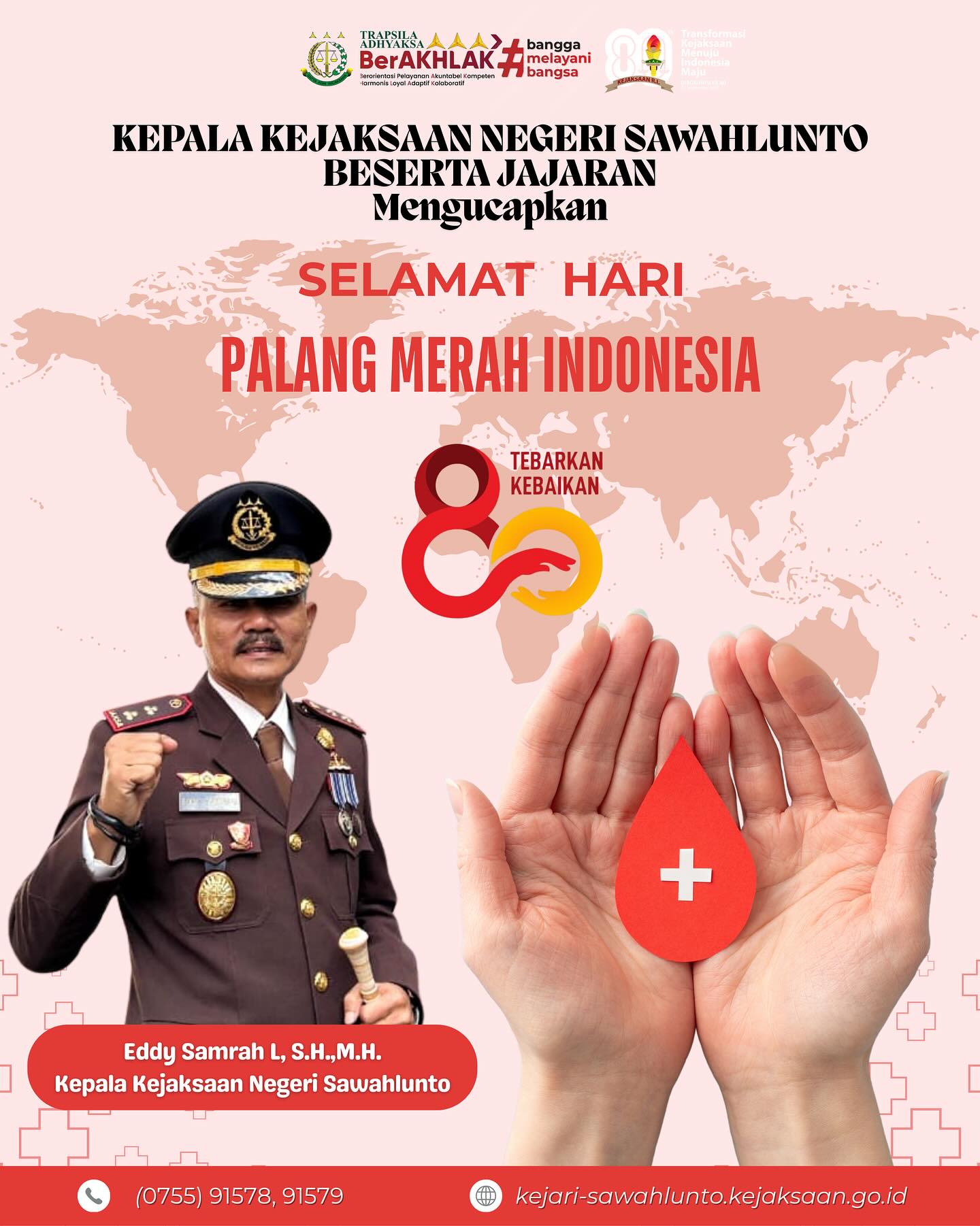 Kepala Kejaksaan Negeri Sawahlunto beserta Seluruh Jajaran mengucapkan Selamat Hari Palang Merah Indonesia 17 September 2025  "Tebarkan Kebaikan" - from Instagram