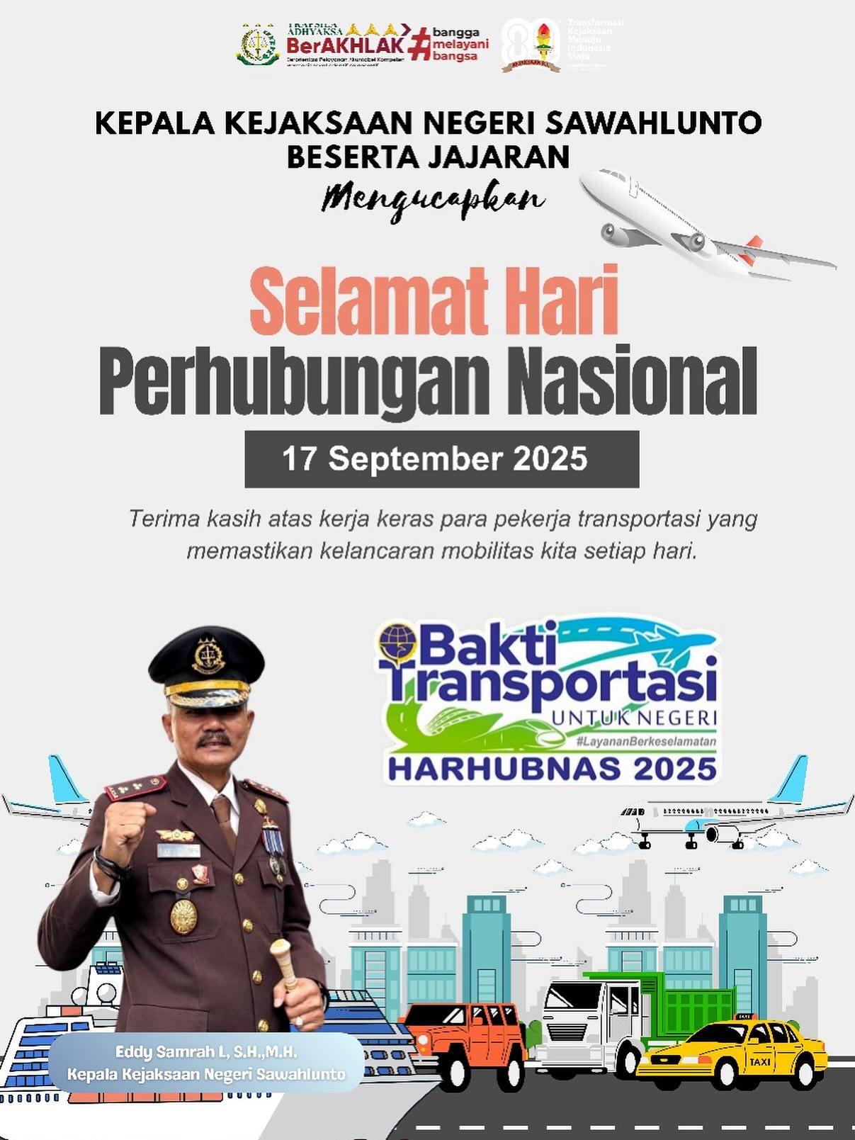 Kepala Kejaksaan Negeri Sawahlunto beserta Seluruh Jajaran mengucapkan Selamat Hari Perhubungan Nasional17 September 2025 "Bakti Transportasi Untuk Negeri" - from Instagram