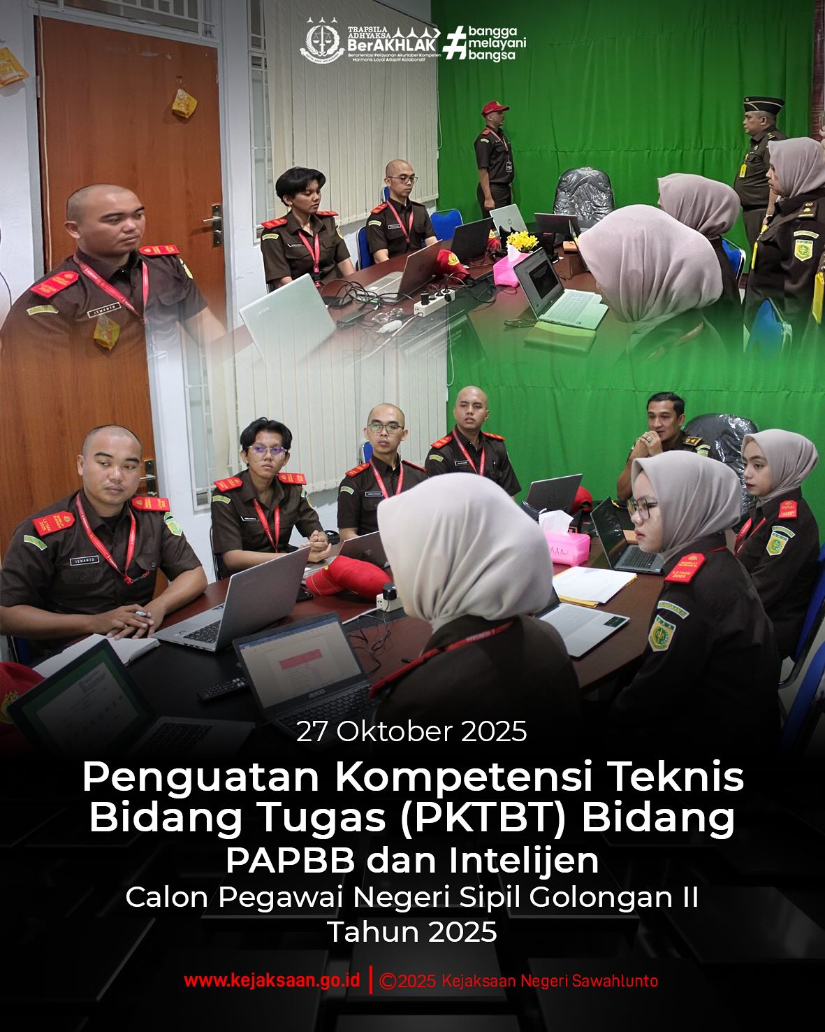 Bahwa pada hari Senin, 27 Oktober 2025, Pukul 07.45 WIB, bertempat di Kejaksaan Negeri Sawahlunto, Kepala Seksi Pemulihan Aset dan Pengelolaan Barang Bukti, Bapak Jovan Kurata Waruwu, S. H., M. H., dan Kepala Seksi Intelijen, Bapak Rendra Taqwa Agusto, S. H., menjadi Pemateri Penguatan Kompetensi Teknis Bidang Tugas (PKTBT) kepada peserta LATSAR CPNS Gol. II Kejaksaan Negeri Sawahlunto.Materi yang disampaikan Kepala Seksi Pemulihan Aset dan Pengelolaan Barang Bukti, terkait Struktur Organisasi dan Tata Kerja Badan Pemulihan Aset Kejaksaan Republik Indonesia, serta Kepala Seksi Intelijen menyampaikan materi terkait Tugas dan Fungsi dan Administrasi Bidang Intelijen.Kegiatan ini merupakan bagian dari upaya pembinaan dan peningkatan kompetensi sumber daya manusia Kejaksaan agar senantiasa profesional, berintegritas, dan memahami nilai-nilai dasar Trapsila Adhyaksa dalam menjalankan tugas dan pengabdian kepada negara. - from Instagram