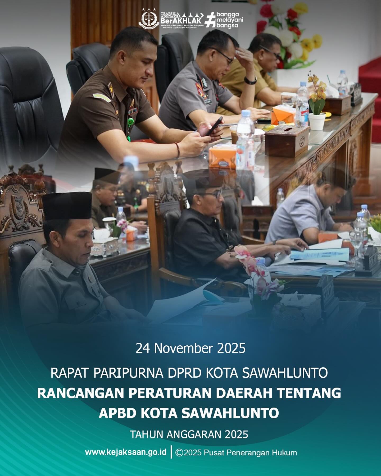 Bahwa pada Senin tanggal 24 November 2025, Pukul 14.00 Wib Bertempat di Ruang Rapat DPRD Kota Sawahlunto, Kepala Kejaksaan Negeri Sawahlunto diwakili oleh Kepala Seksi Intelijen, Bapak Rendra Taqwa Agusto, S.H., mengikuti Rapat Paripurna DPRD Kota Sawahlunto. Bahwa Rapat Paripurna DPRD Kota Sawahlunto Penyampaian Pemandangan Umum Fraksi-Fraksi DPRD terhadap Rancangan Peraturan Daerah tentang APBD Kota Sawahlunto Tahun Anggaran 2025. - from Instagram