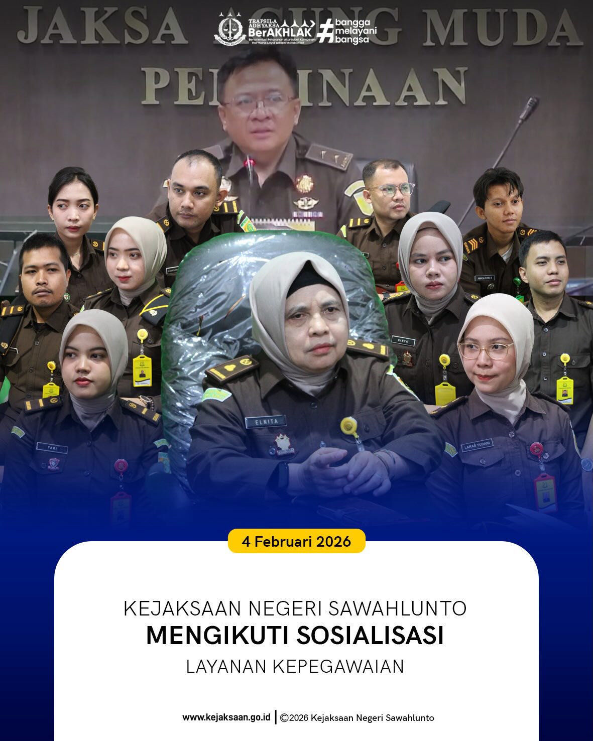 Bahwa pada Rabu tanggal 4 Februari 2026, Pukul 09.00 WIB, Bertempat di Ruang Video Conference Kejaksaan Negeri Sawahlunto, Kepala Subbagian Pembinaan, Ibu Elnita, S.H., beserta Kaur Tata Usaha, Kepegawaian dan Keuangan dan Penerimaan Bukan Pajak, Bapak Suardi Yulanda, S.H., dan CPNS 2025 mengikuti Sosialisasi Layanan Kepegawaian.Kegiatan Sosialisasi Layanan Kepegawaian 2026 dilaksanakan sebagai bentuk komitmen dalam meningkatkan pemahaman, ketertiban administrasi, serta kualitas layanan di bidang kepegawaian. Kegiatan ini menjadi sarana penting untuk memberikan informasi yang jelas dan menyeluruh terkait prosedur layanan, hak dan kewajiban pegawai, serta pembaruan kebijakan kepegawaian yang berlaku.Melalui sosialisasi ini, diharapkan seluruh pegawai dapat semakin memahami mekanisme layanan kepegawaian secara tepat, sehingga mampu mendukung terciptanya tata kelola administrasi yang profesional, transparan, dan akuntabel. Pemahaman yang baik terhadap layanan kepegawaian juga menjadi salah satu kunci dalam meningkatkan disiplin, kinerja, dan integritas aparatur.Dengan semangat kebersamaan dan peningkatan kapasitas sumber daya manusia, kegiatan ini diharapkan dapat memberikan manfaat nyata bagi seluruh pegawai serta mendorong terwujudnya pelayanan publik yang prima. Bersama kita bangun sistem kepegawaian yang tertib, efektif, dan berorientasi pada pelayanan terbaik.#SosialisasiKepegawaian #PelayananPrima #ASNBerintegritas #ProfesionalAkuntabel #KejaksaanRI - from Instagram